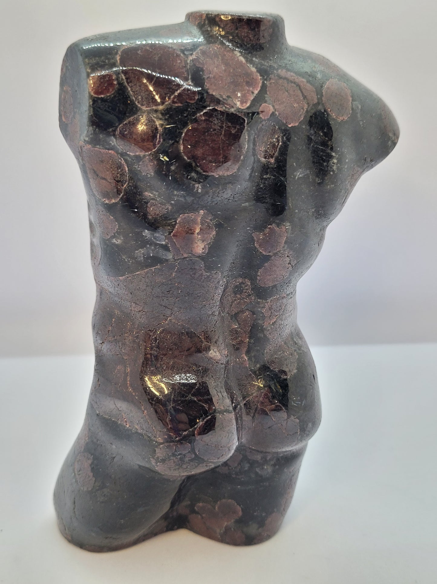 Garnet, Arfvedsonite (Firework stone) Male body carvings - Large