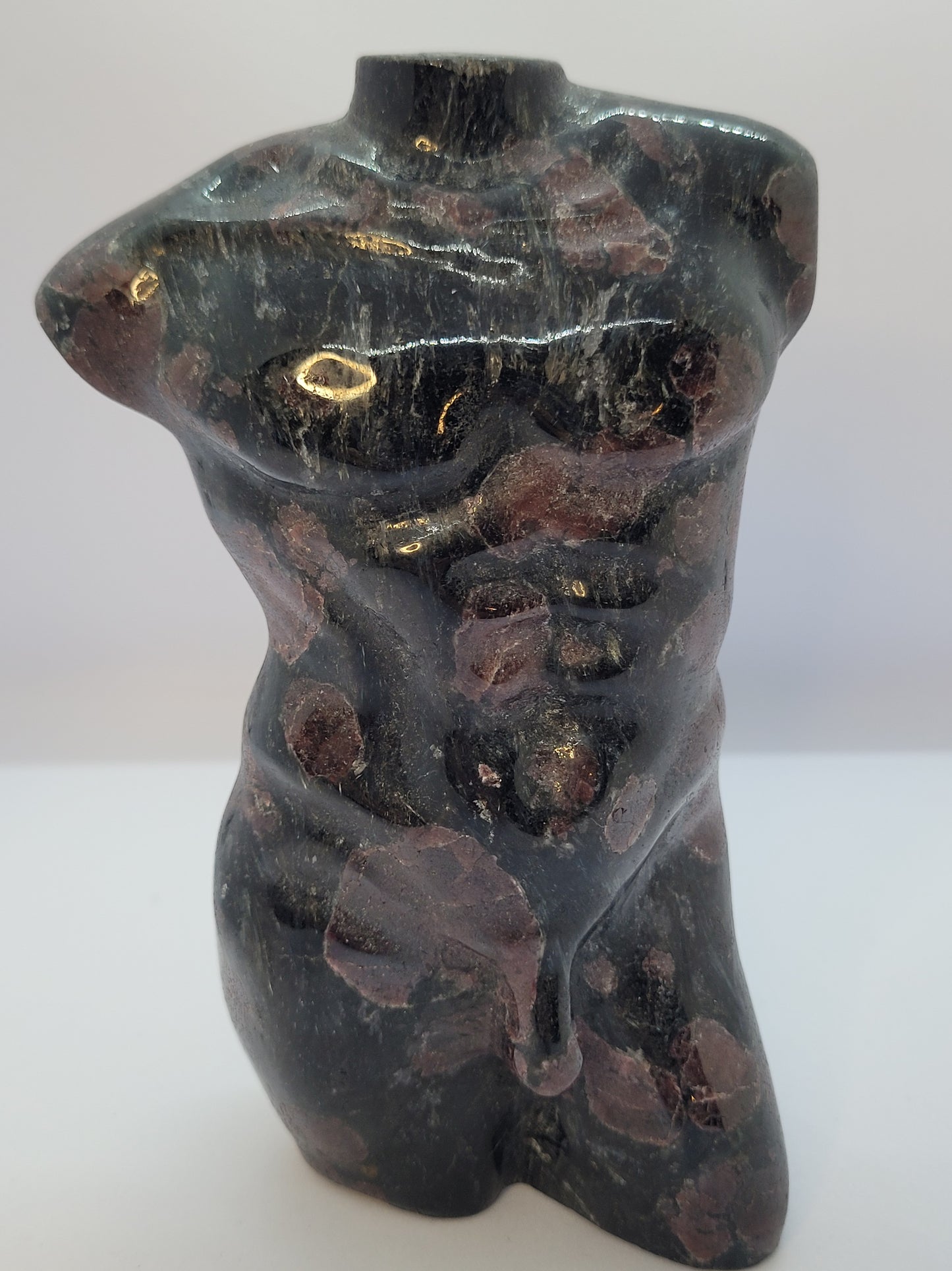 Garnet, Arfvedsonite (Firework stone) Male body carvings - Large