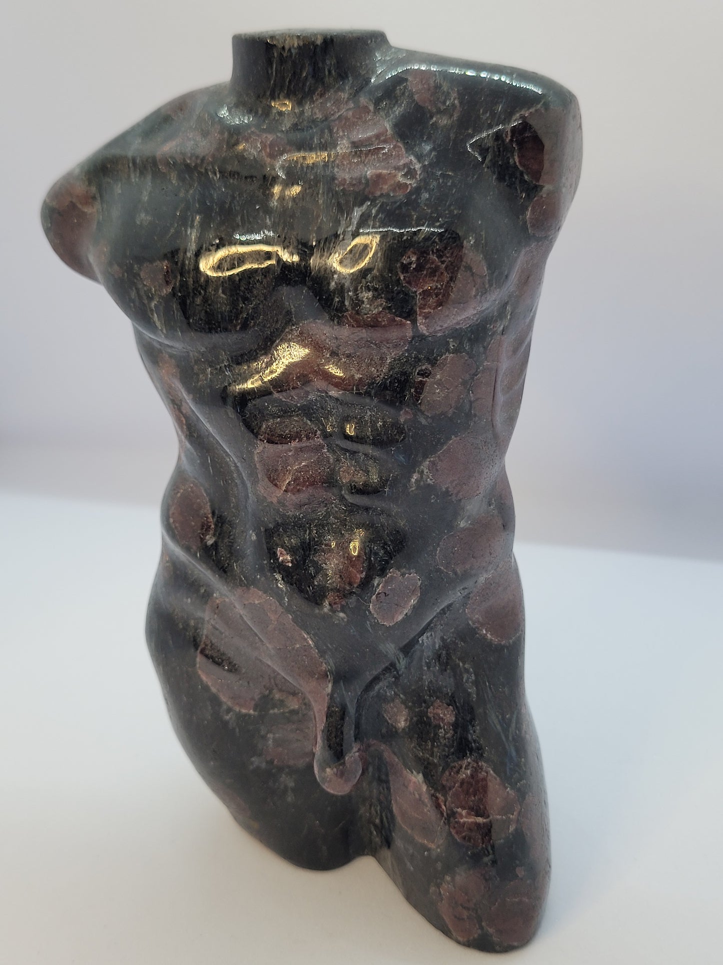 Garnet, Arfvedsonite (Firework stone) Male body carvings - Large