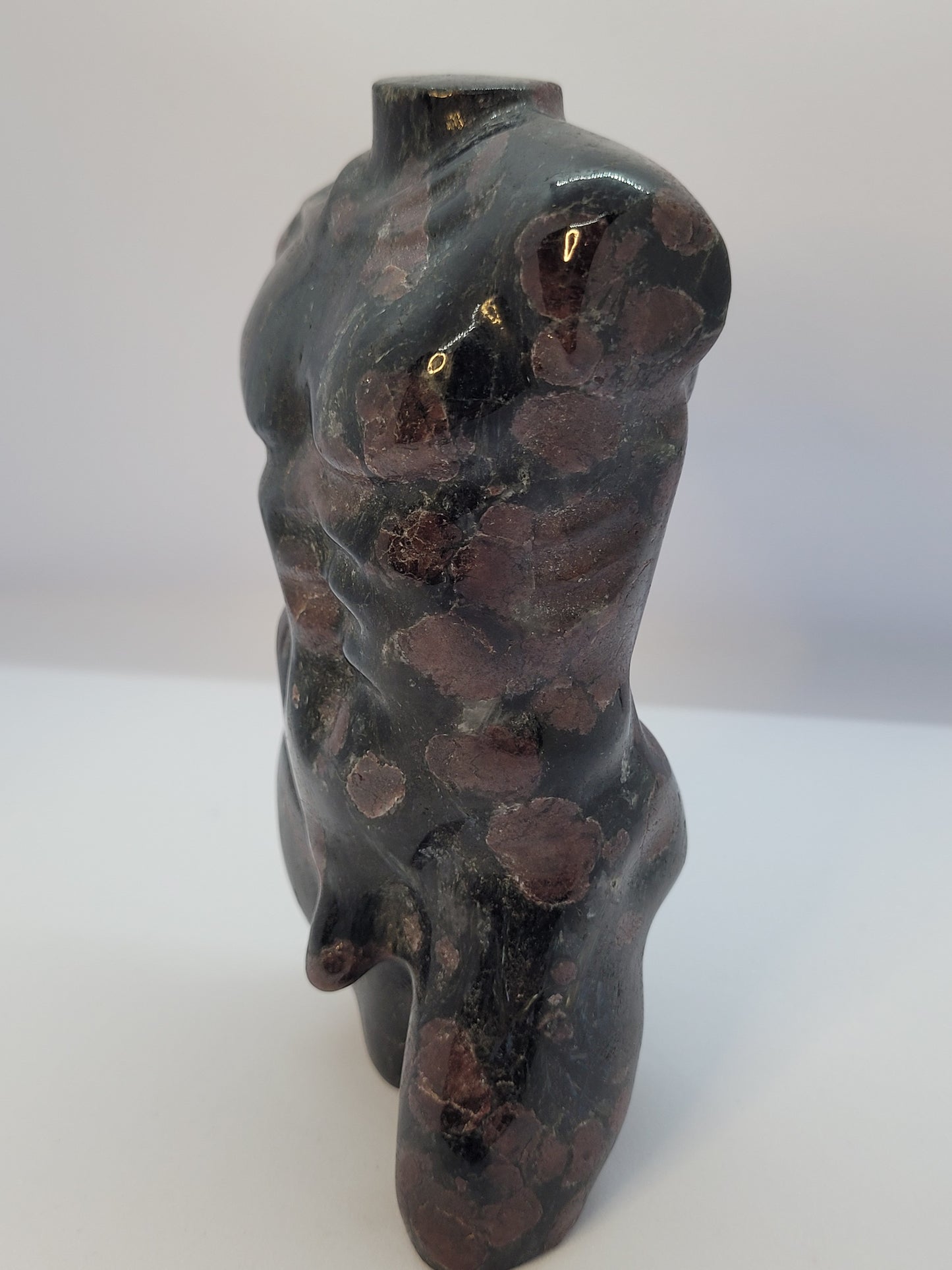 Garnet, Arfvedsonite (Firework stone) Male body carvings - Large