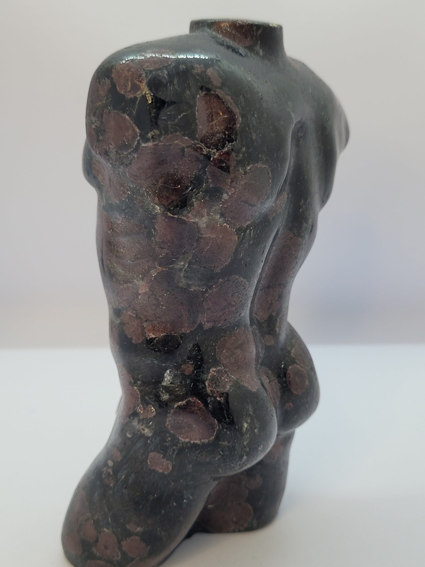 Garnet, Arfvedsonite (Firework stone) Male body carvings - Large