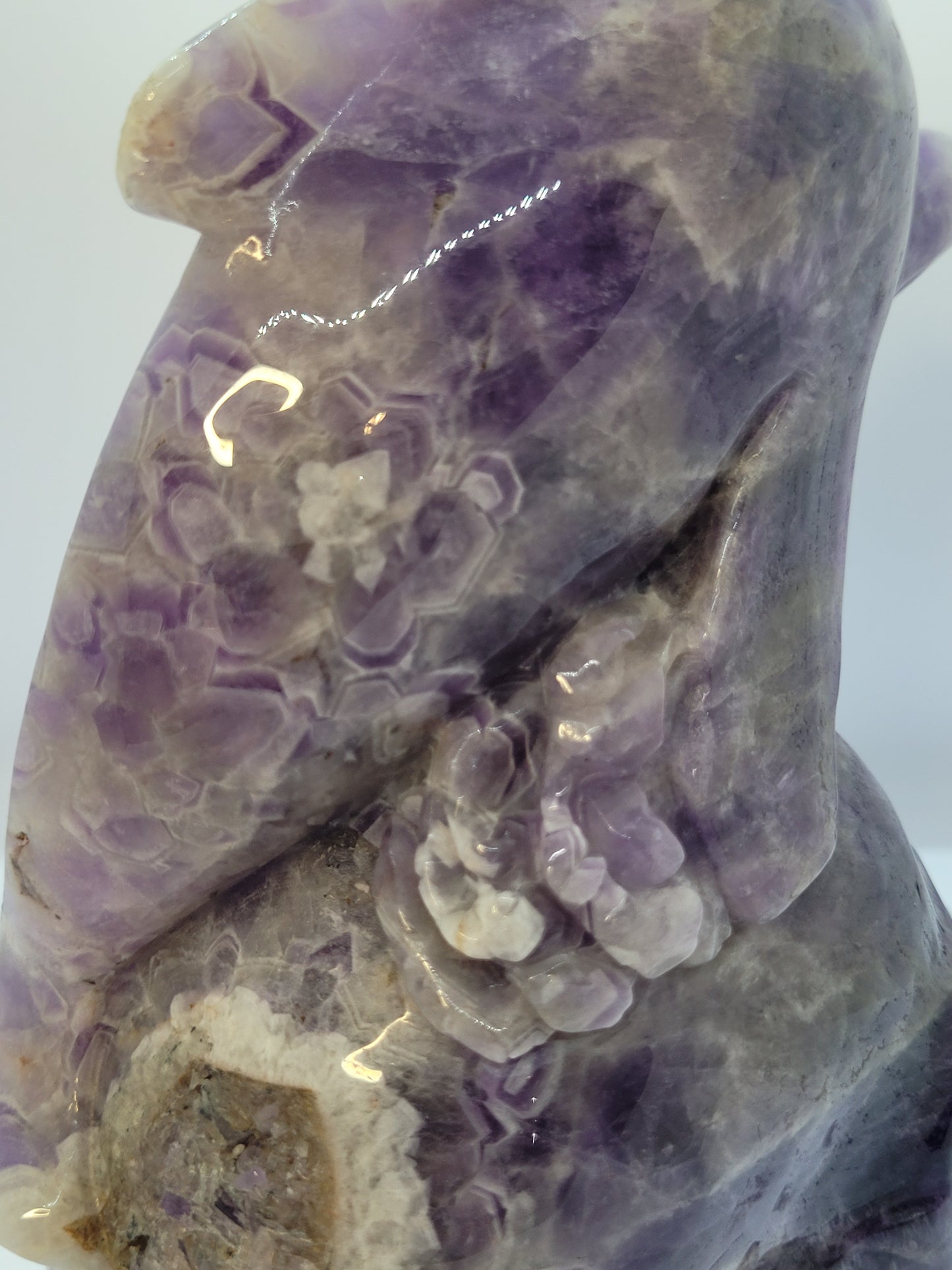 Dream Amethyst Skull/Dolphin carving