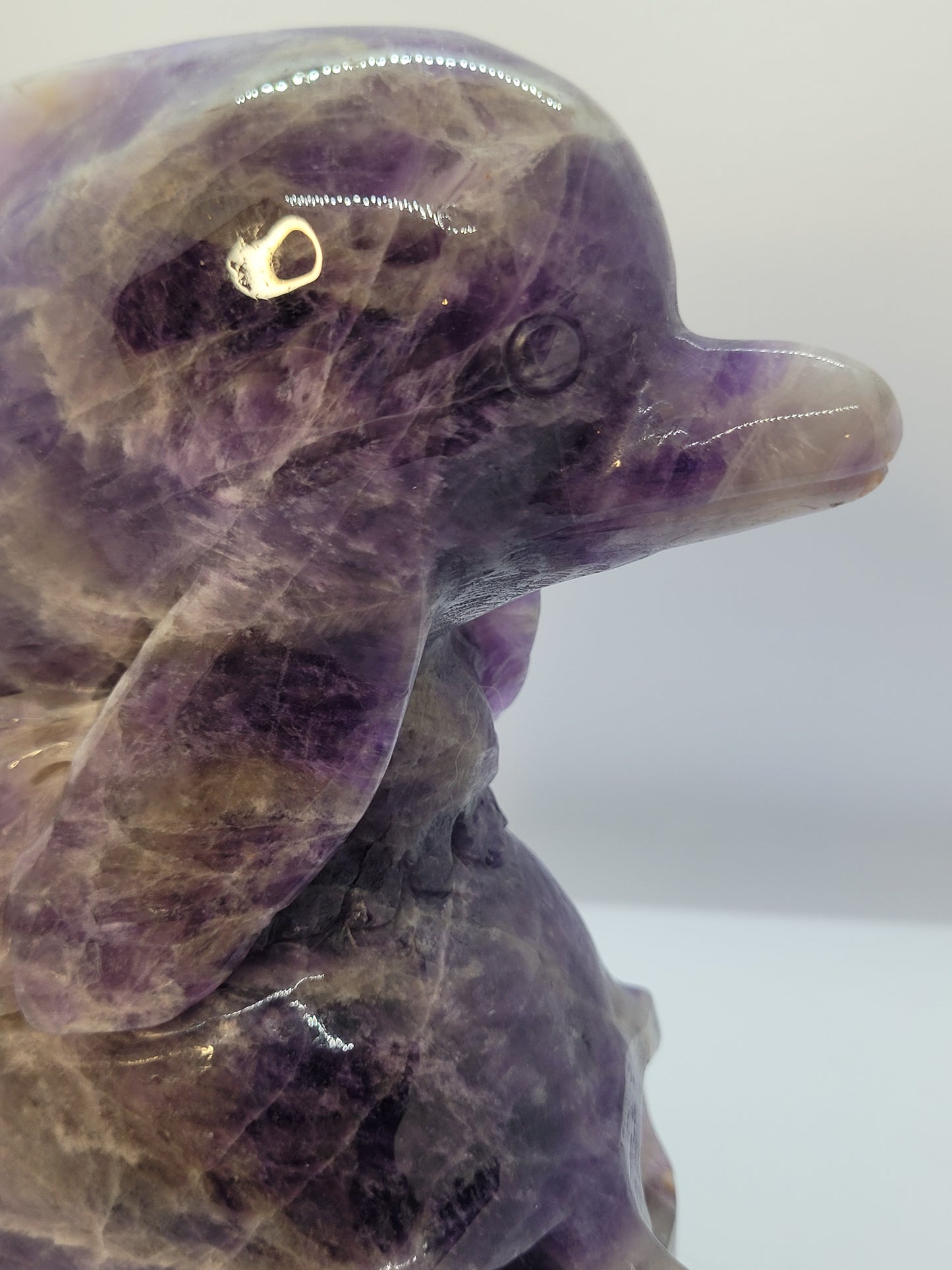 Dream Amethyst Skull/Dolphin carving