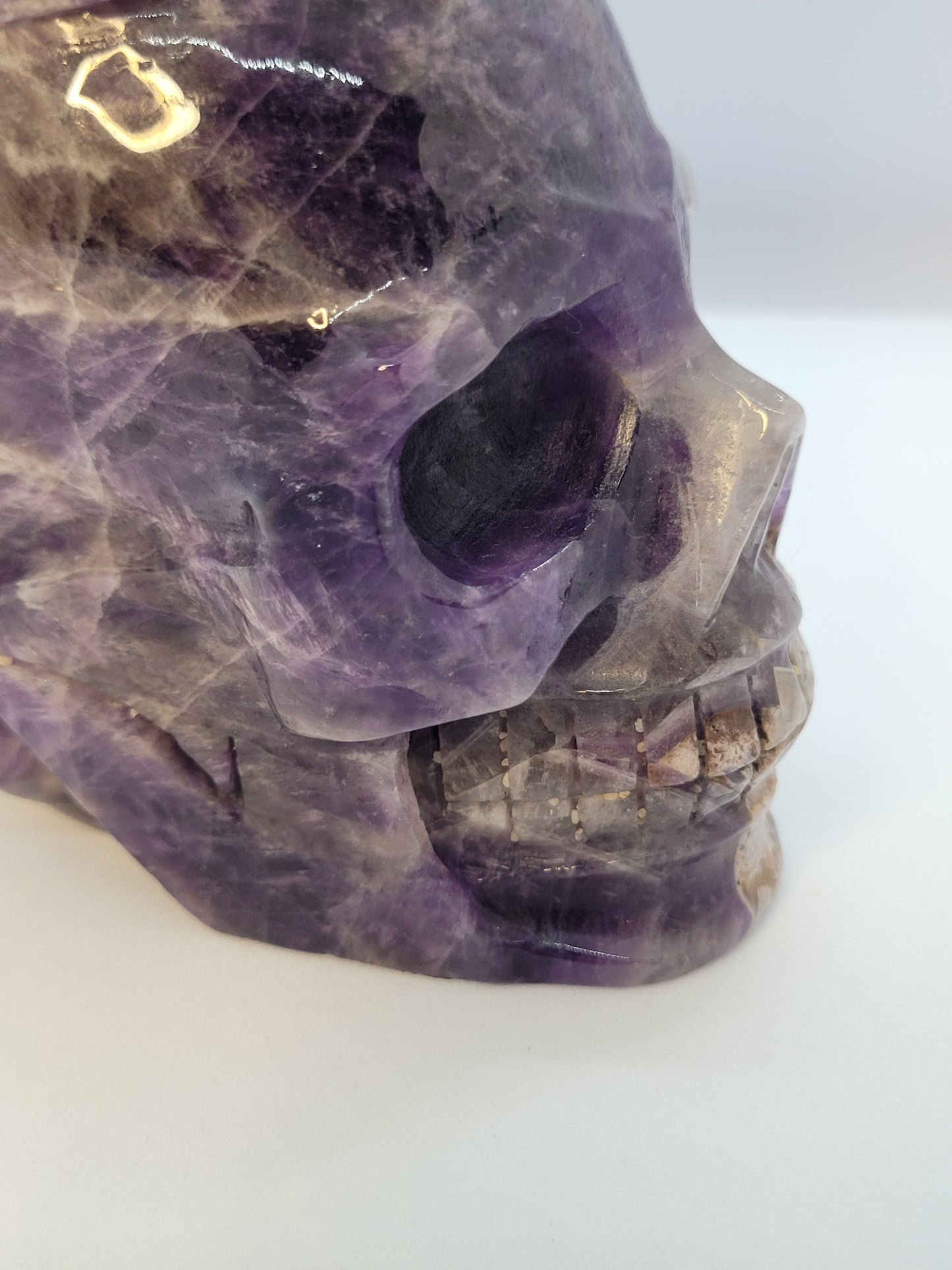 Dream Amethyst Skull/Dolphin carving