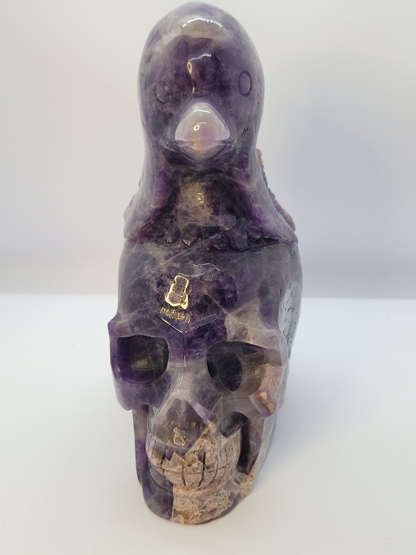 Dream Amethyst Skull/Dolphin carving