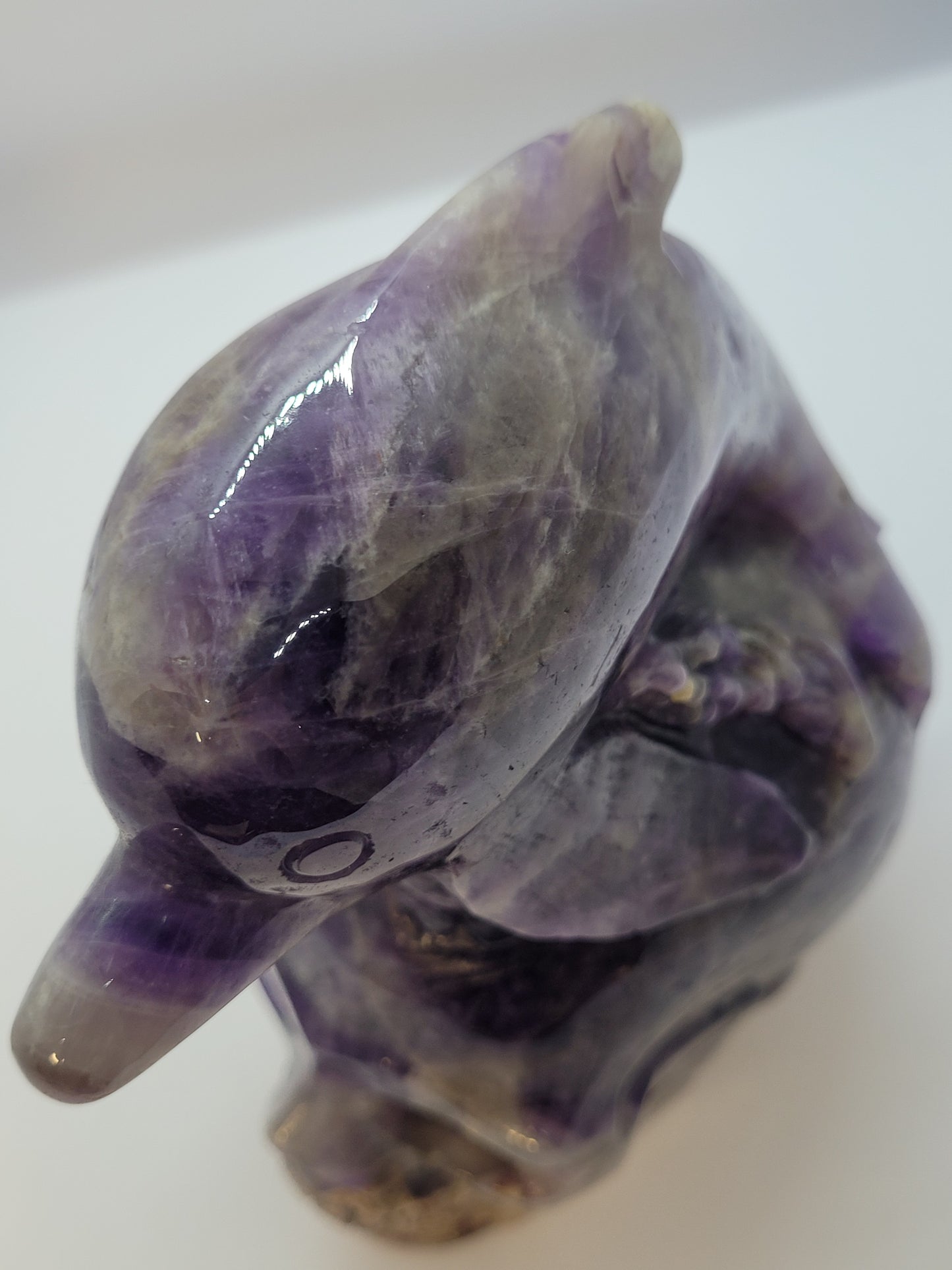 Dream Amethyst Skull/Dolphin carving