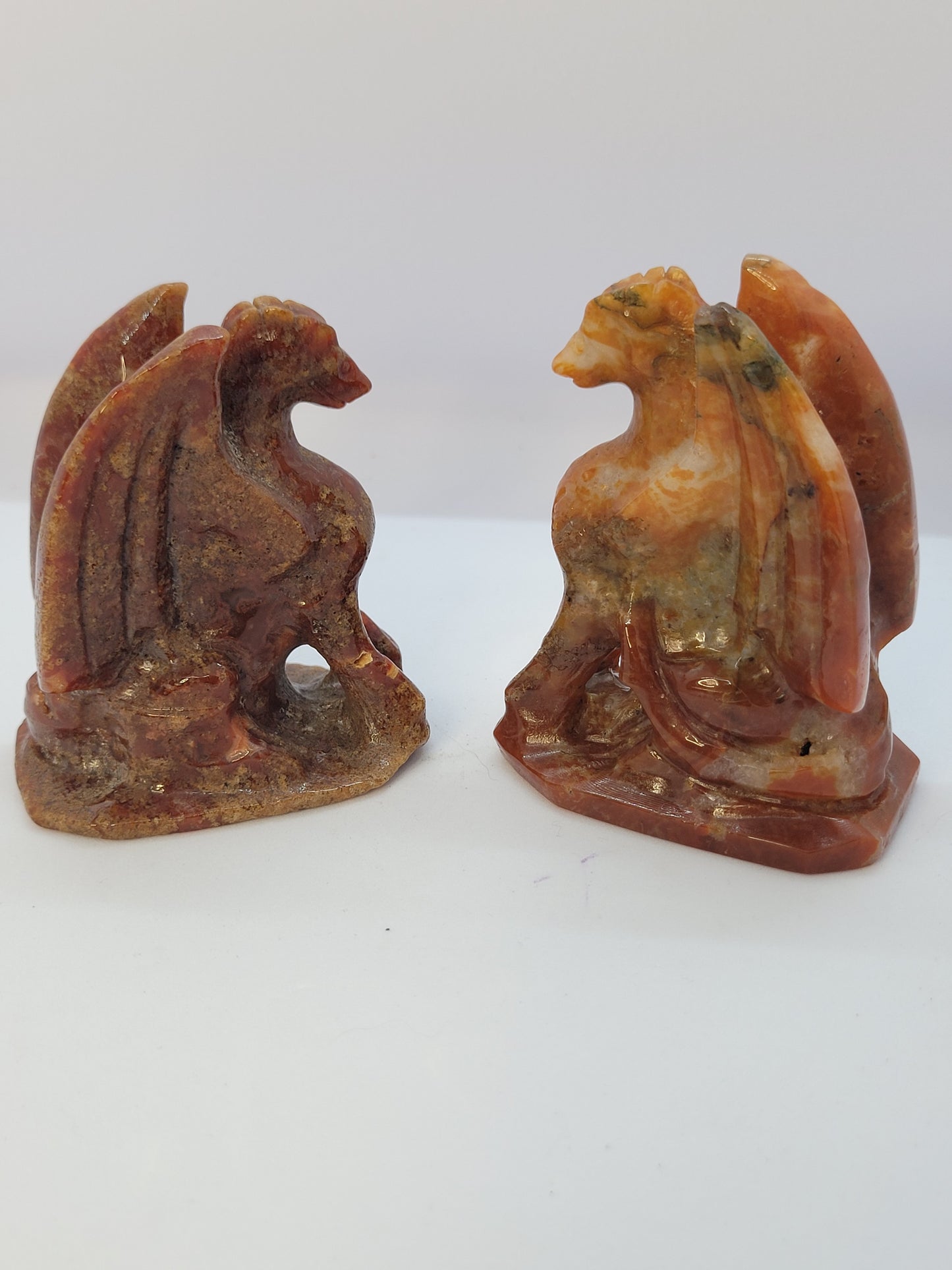 Carnelian Moss Agate Dragon carvings