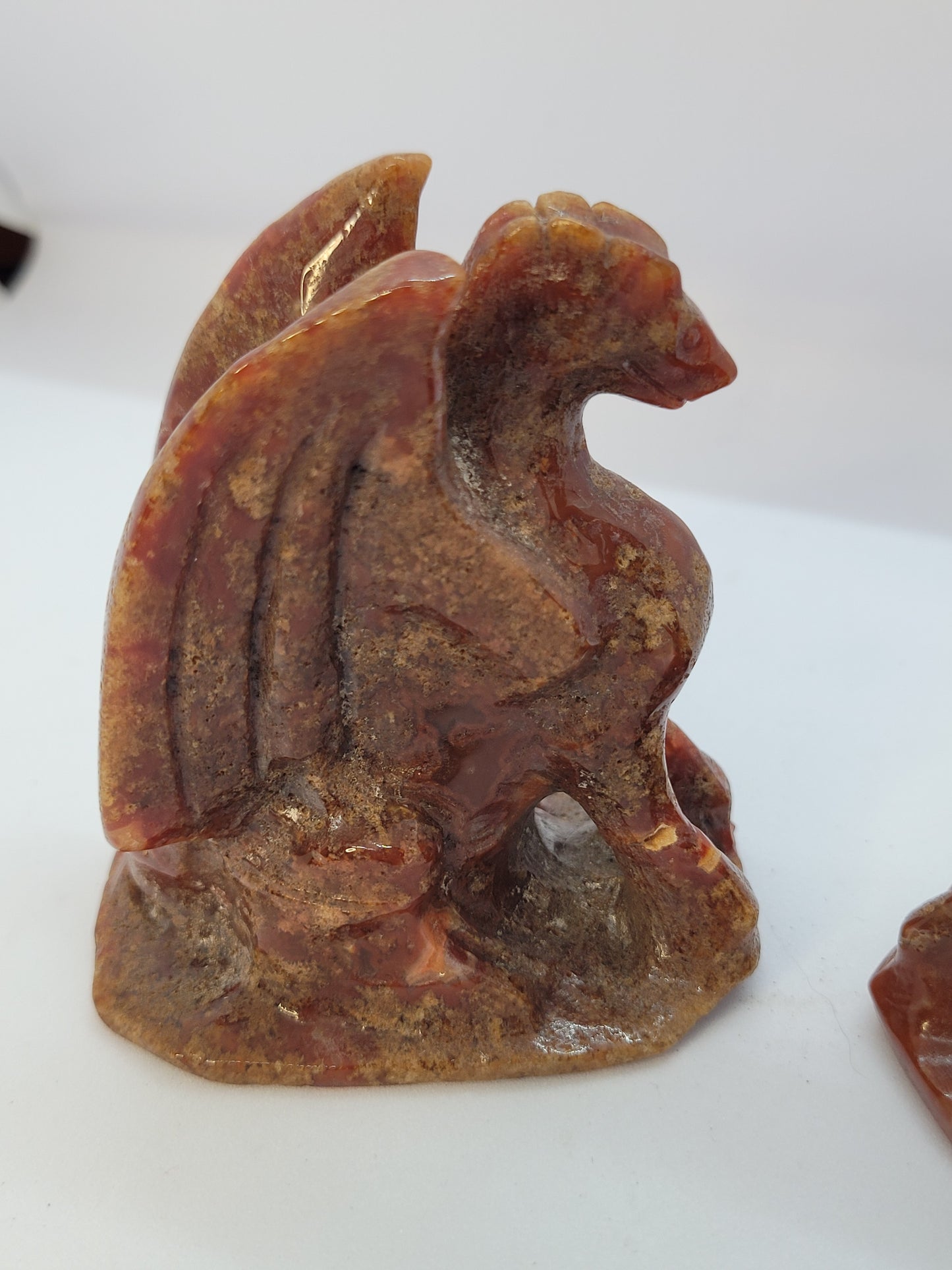 Carnelian Moss Agate Dragon carvings