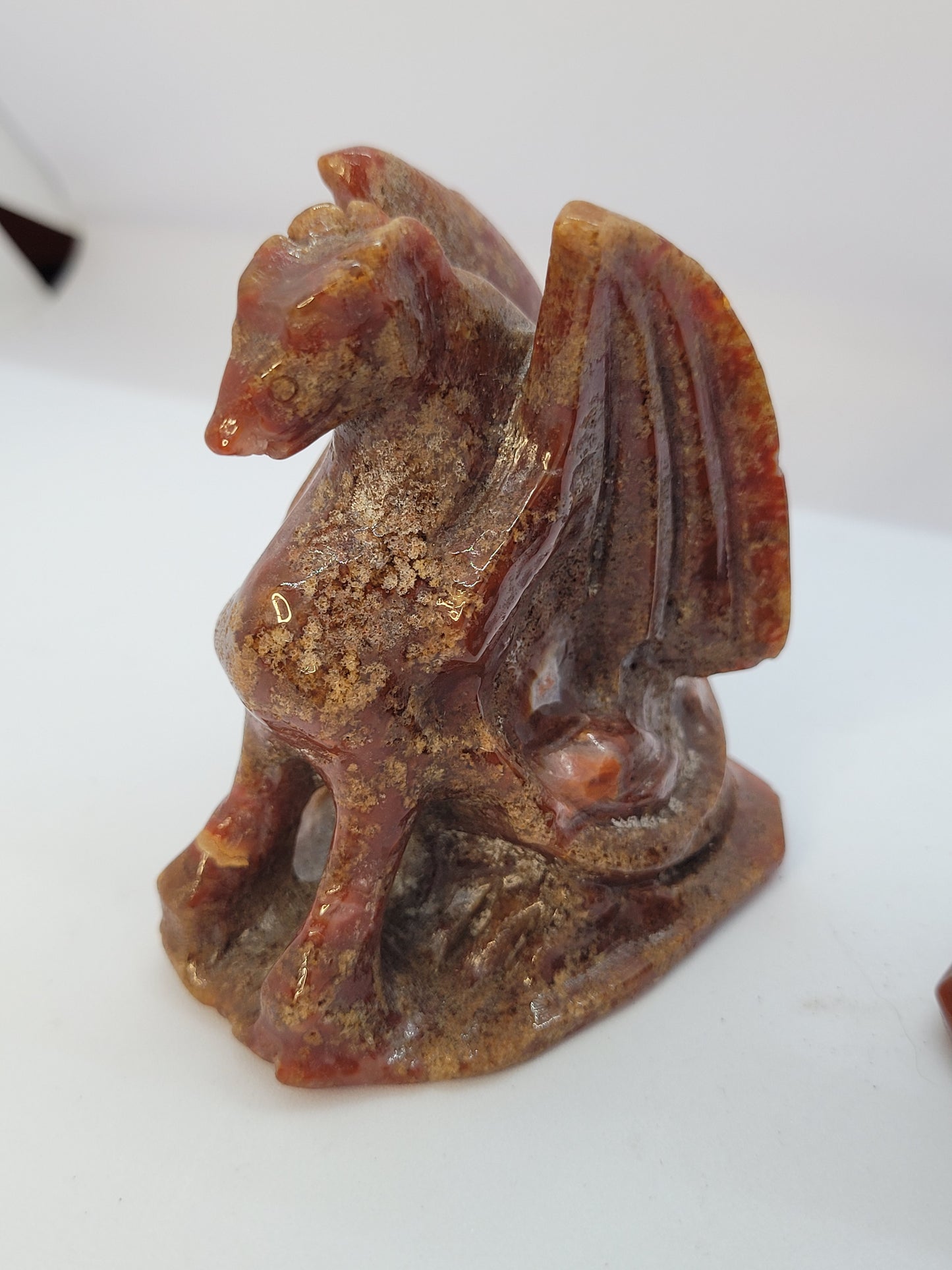 Carnelian Moss Agate Dragon carvings