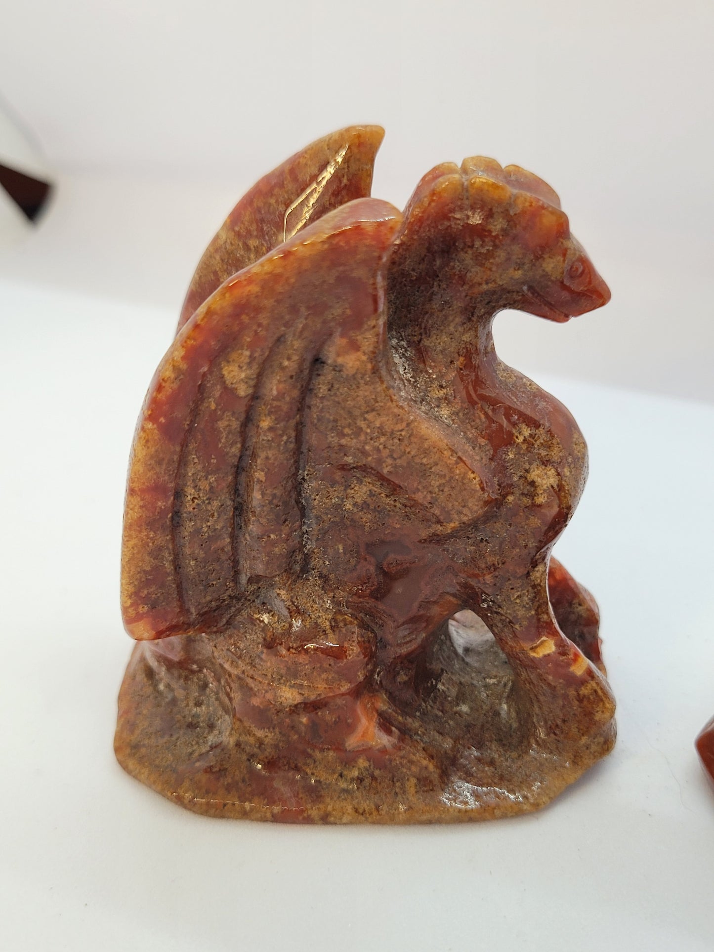 Carnelian Moss Agate Dragon carvings