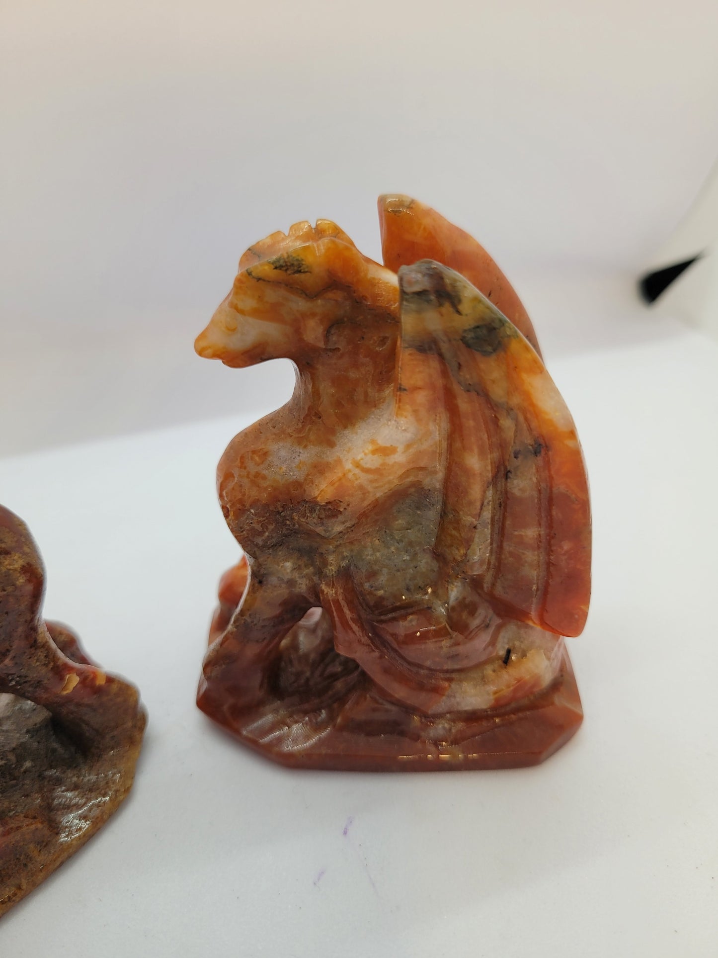 Carnelian Moss Agate Dragon carvings