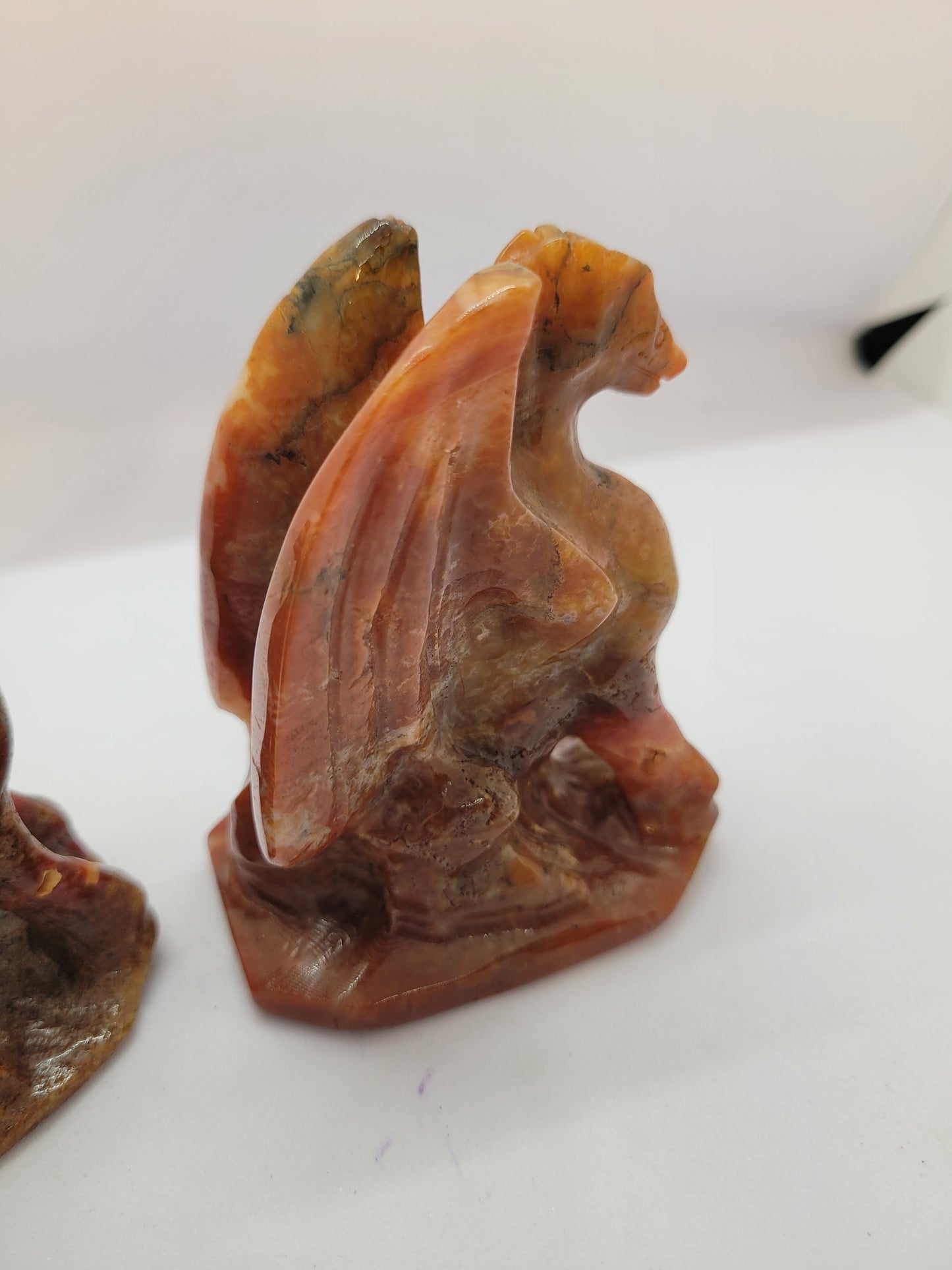 Carnelian Moss Agate Dragon carvings