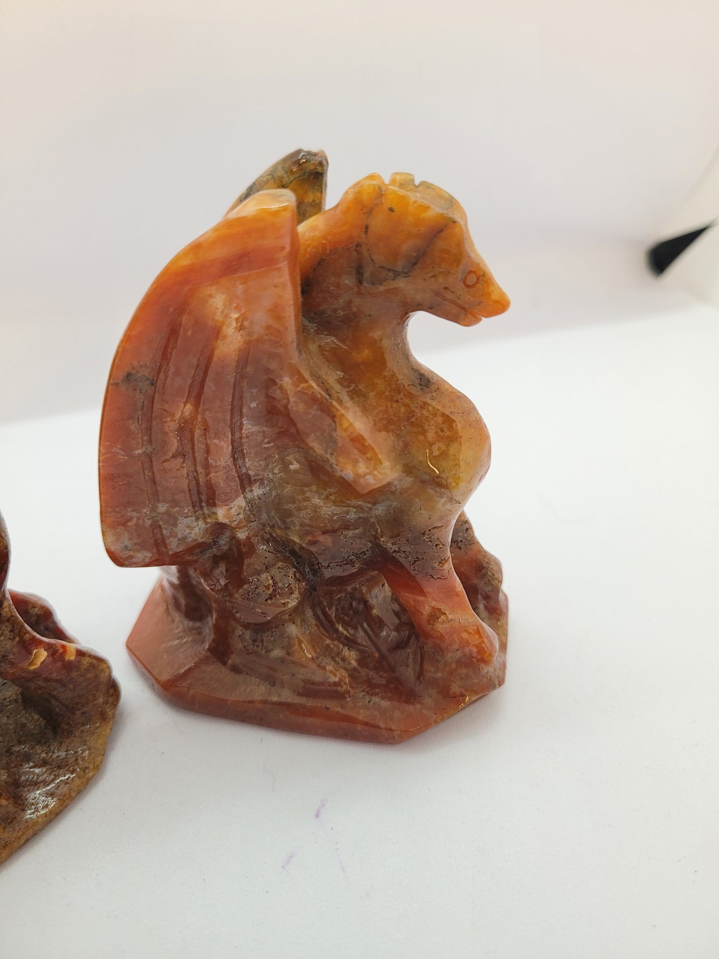 Carnelian Moss Agate Dragon carvings