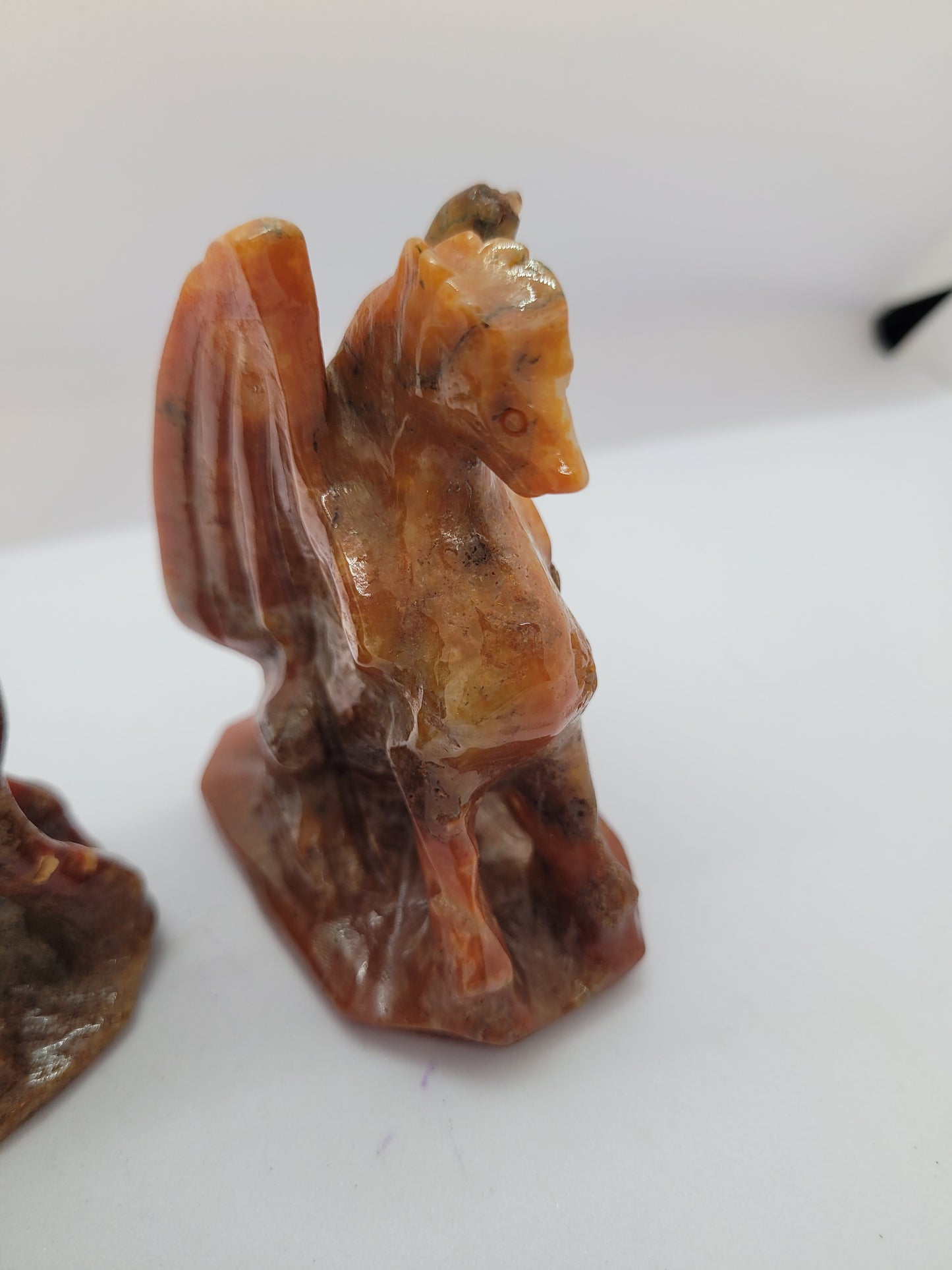 Carnelian Moss Agate Dragon carvings