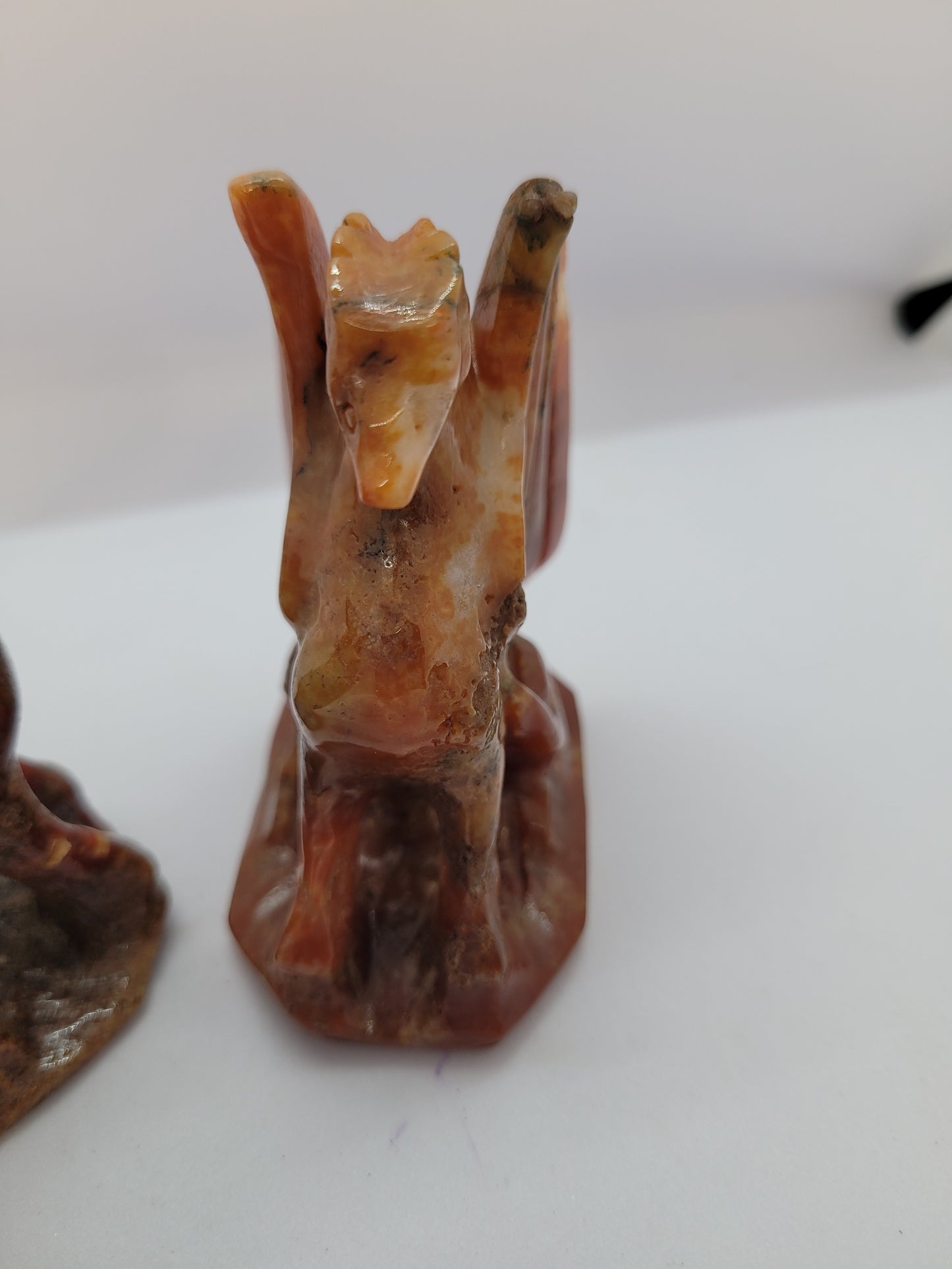 Carnelian Moss Agate Dragon carvings