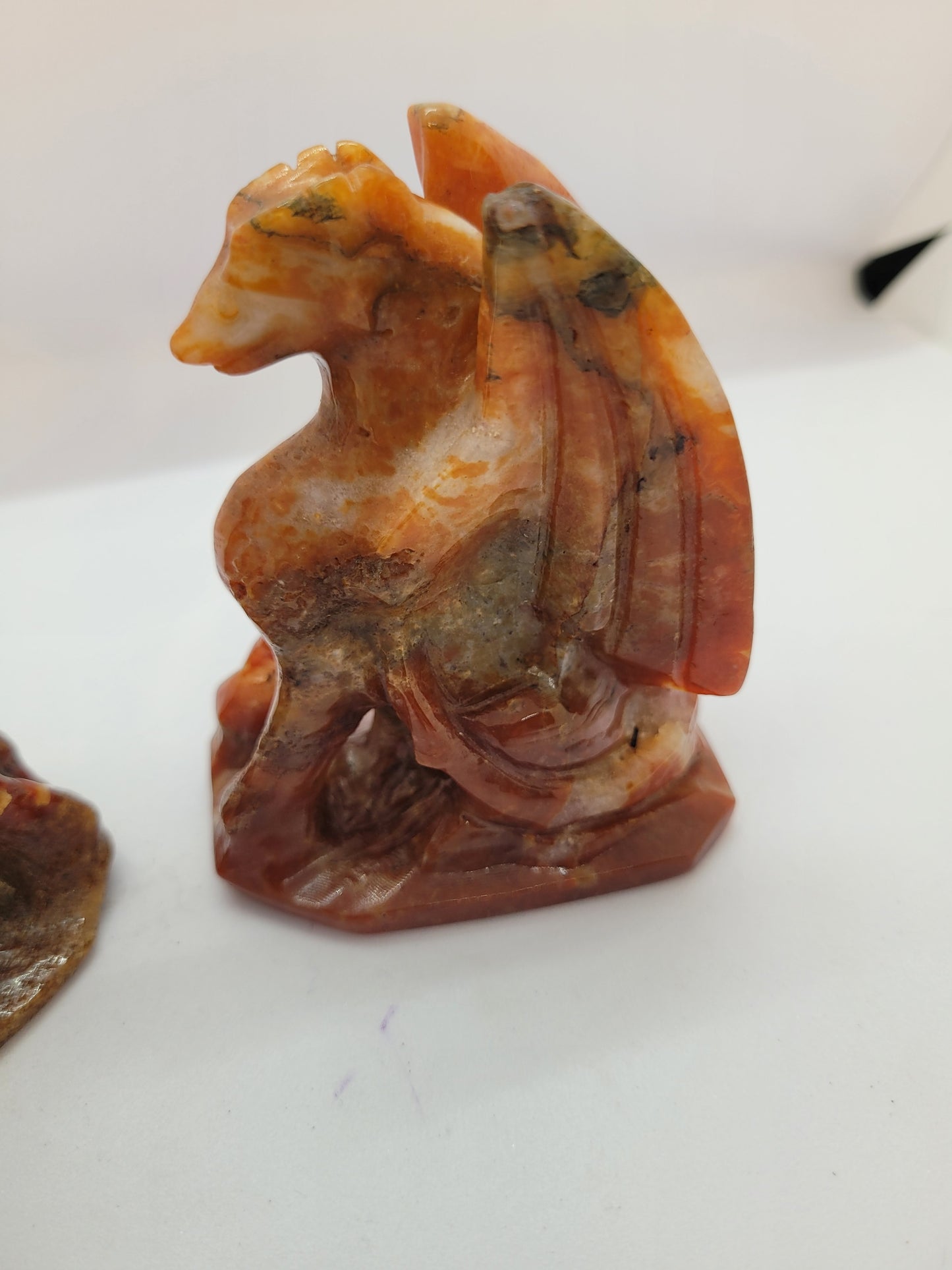 Carnelian Moss Agate Dragon carvings