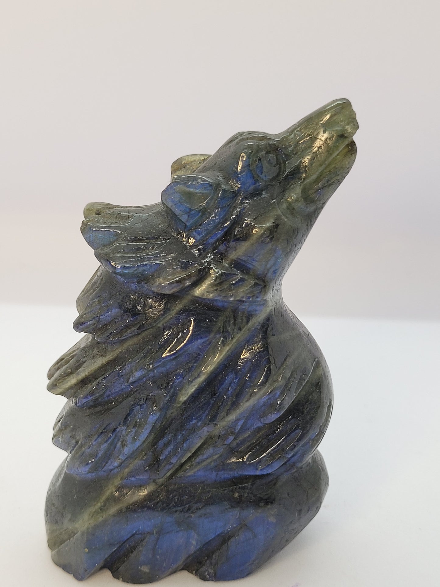 Medium Labradorite Wolf Carving