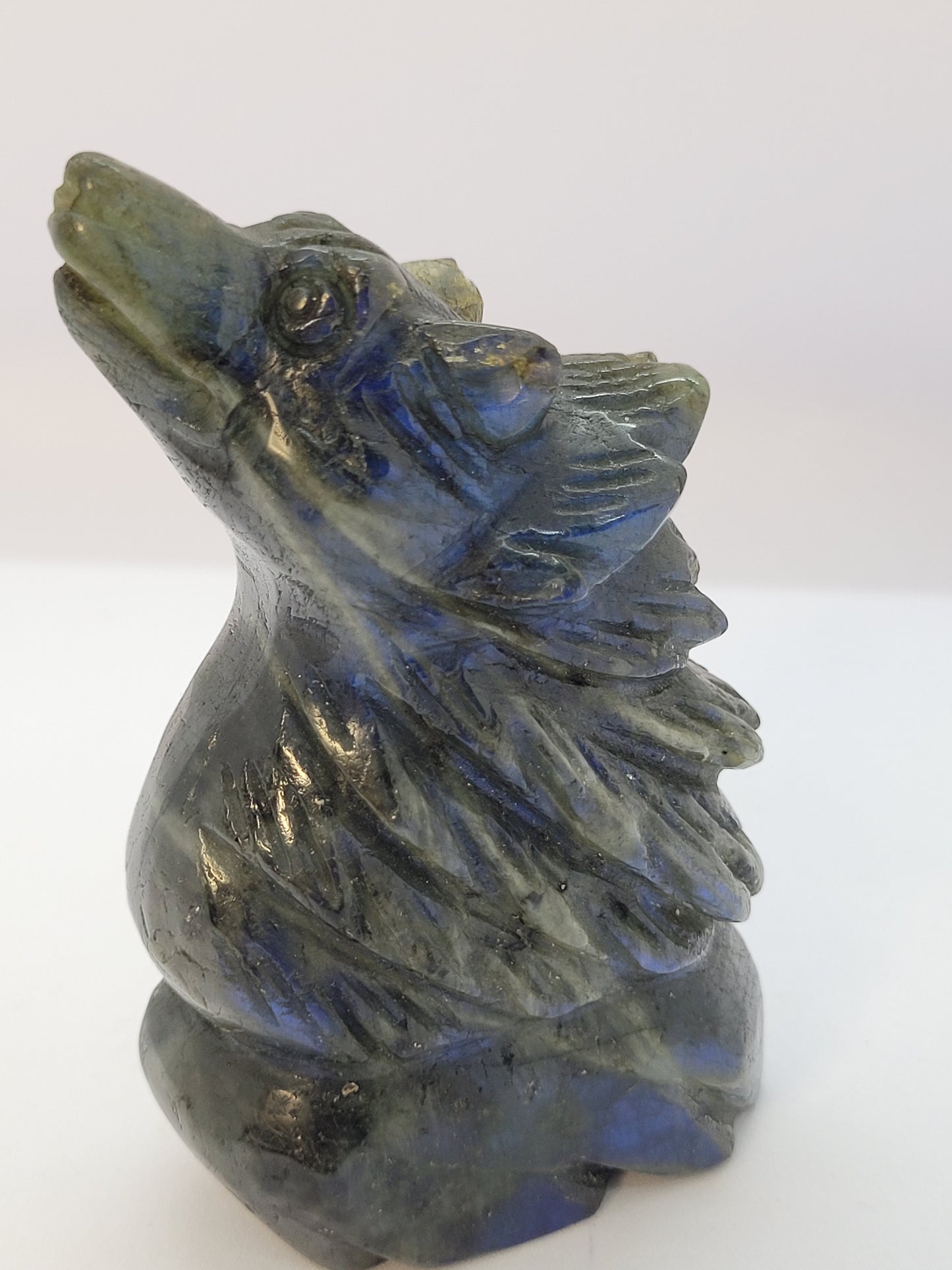 Medium Labradorite Wolf Carving