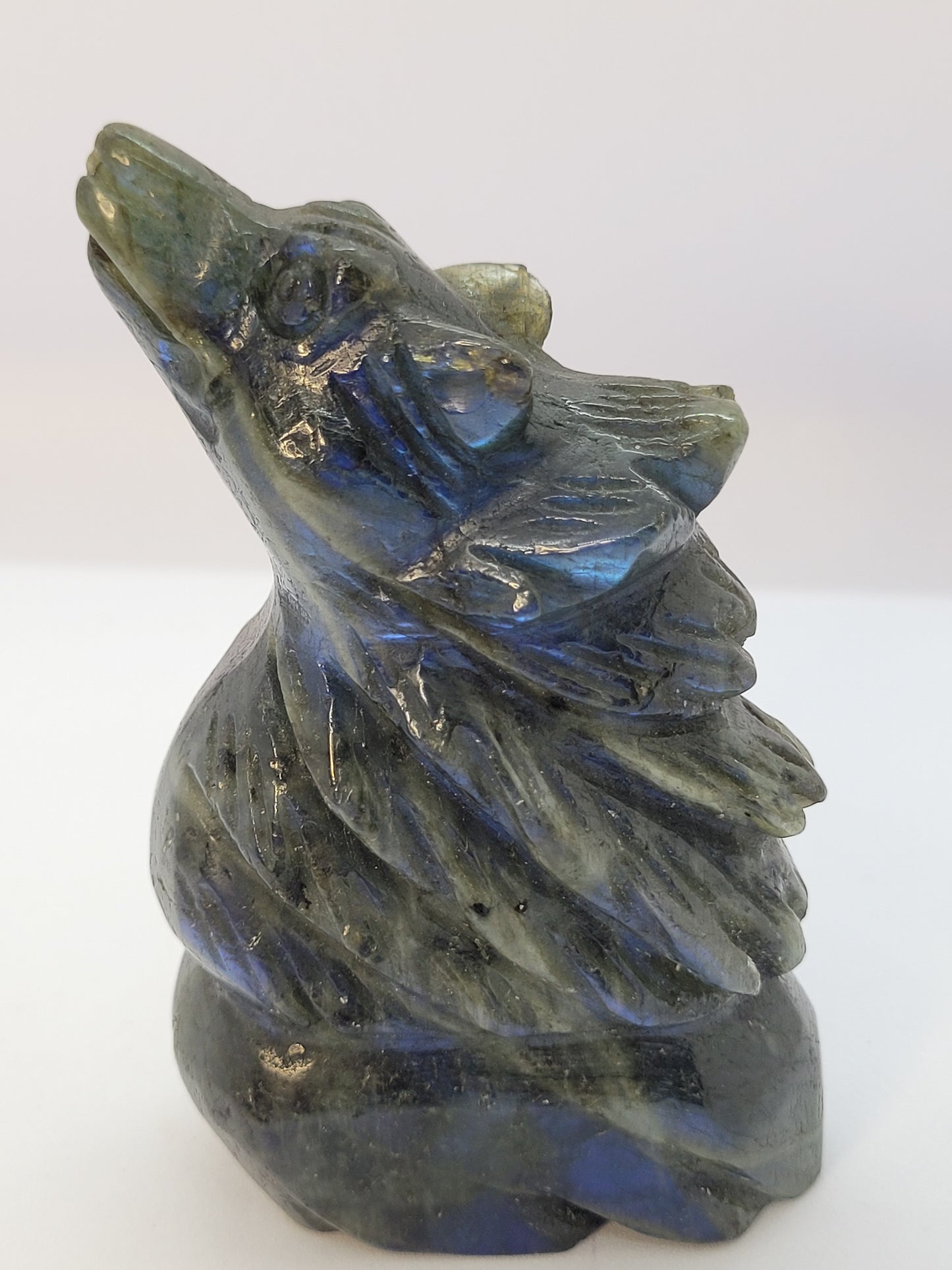 Medium Labradorite Wolf Carving