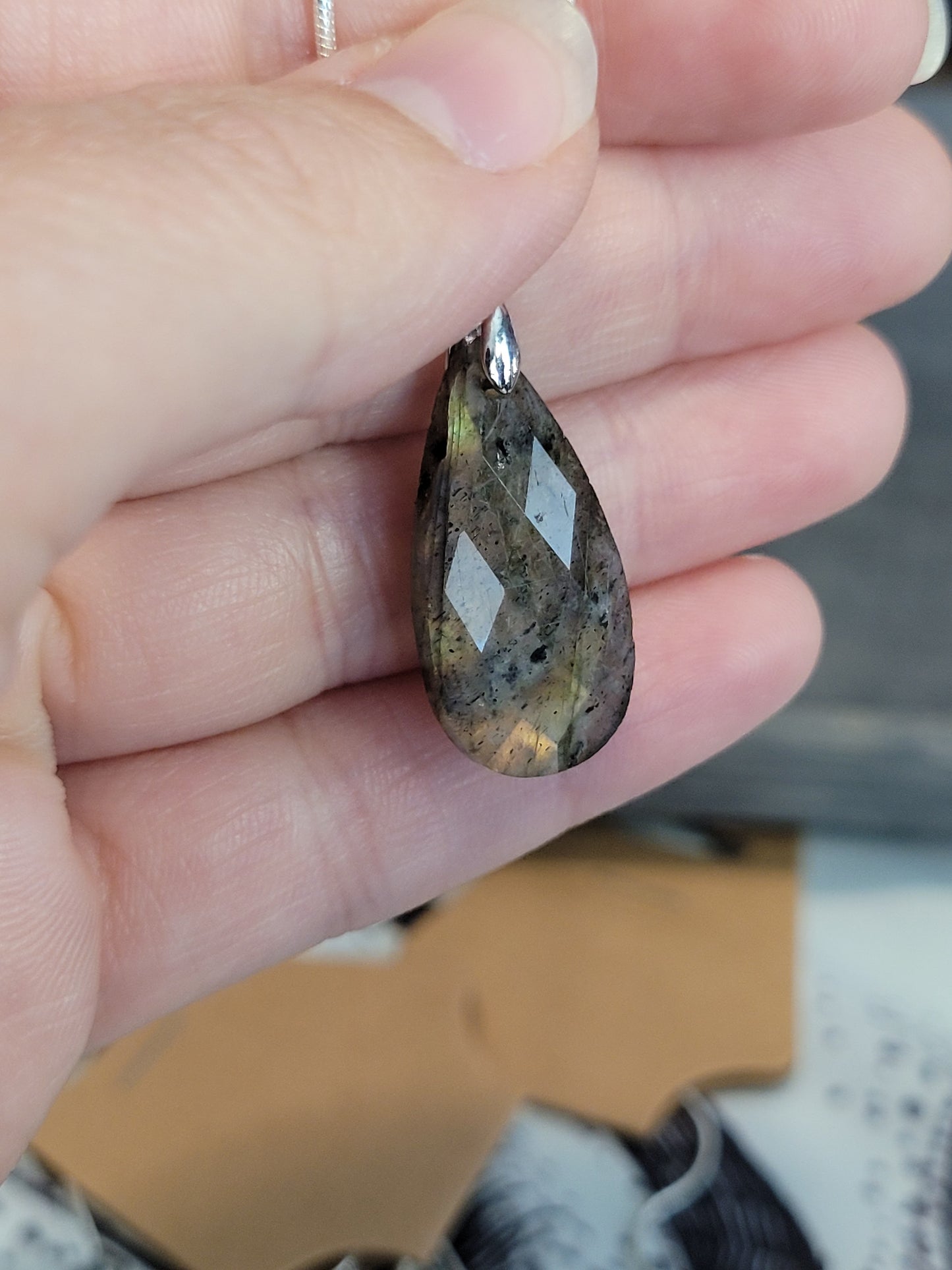 Faceted Labradorite Teardrop Necklace