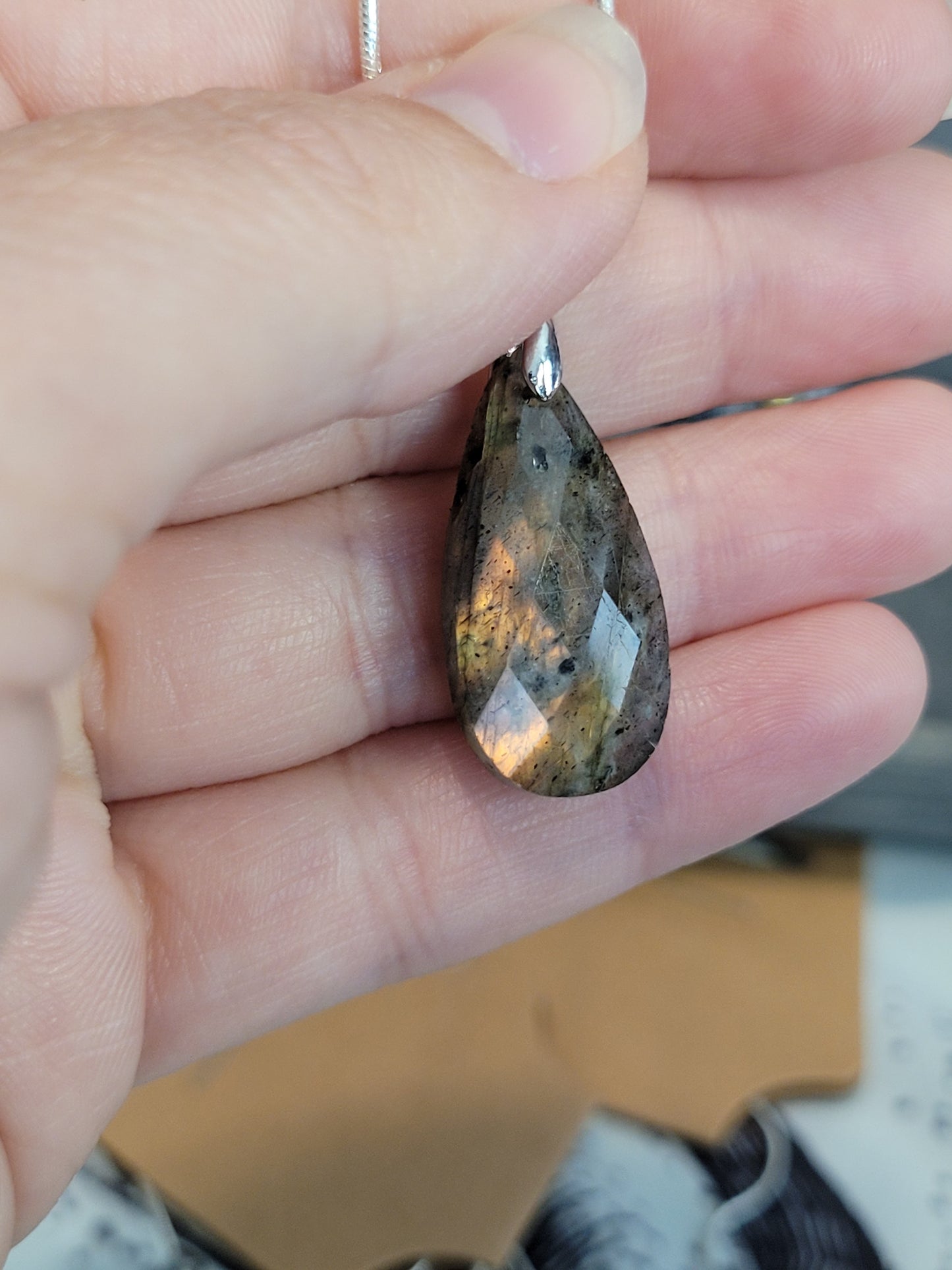 Faceted Labradorite Teardrop Necklace