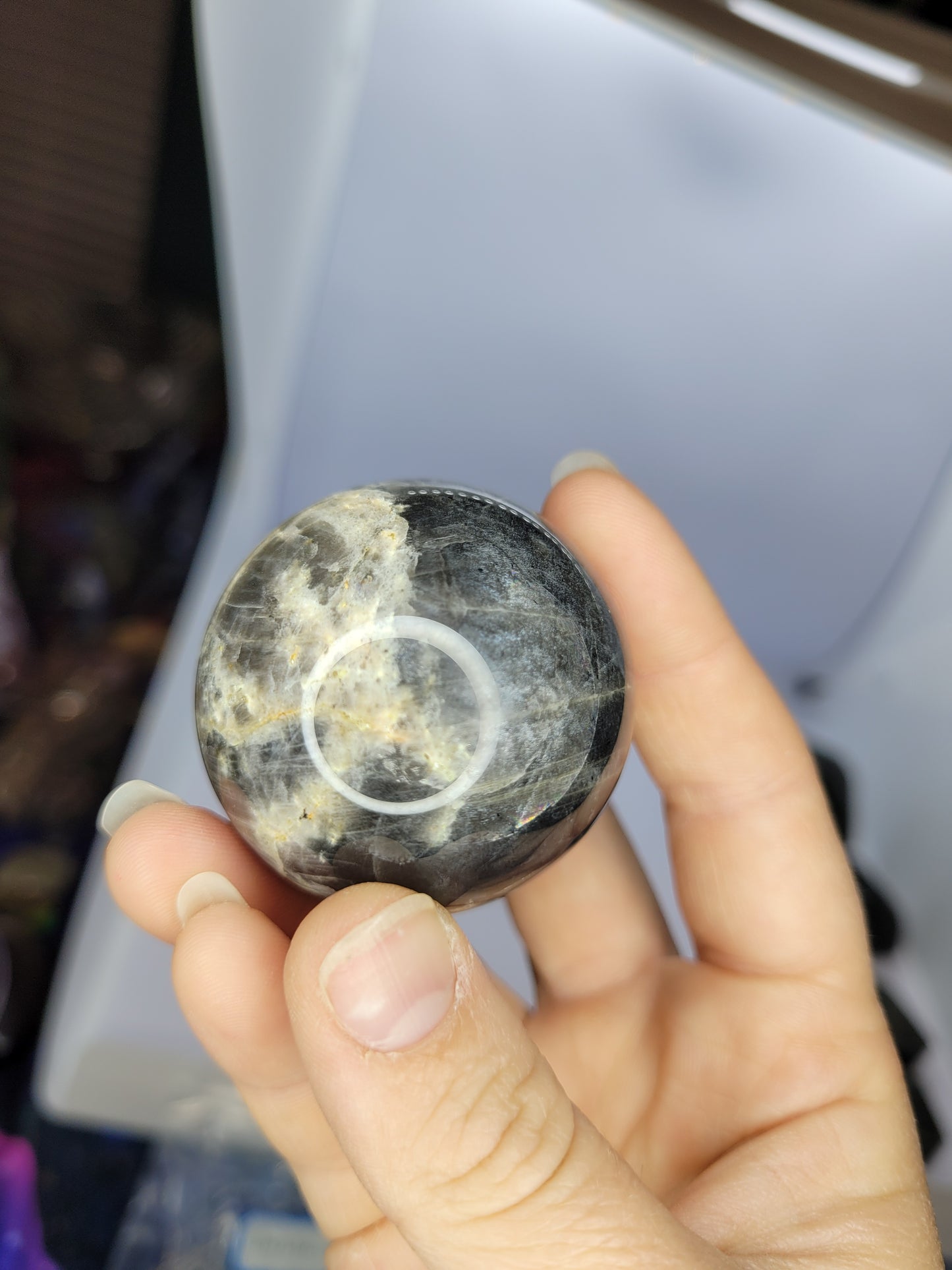 Small Black Moonstone Spheres