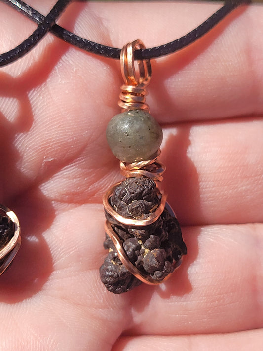 Copper Wrapped Labradorite & Prophecy Stone Necklace