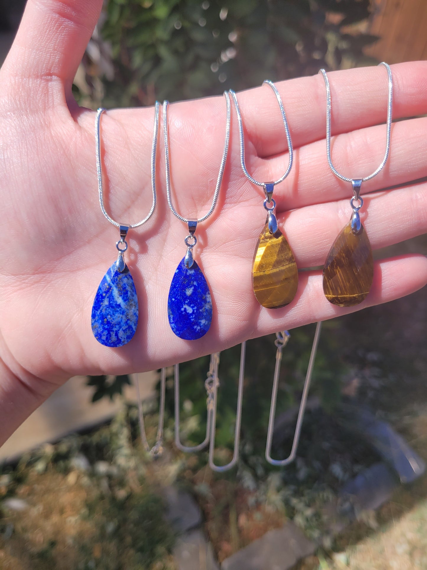 Faceted Tiger's Eye Teardrop Necklace