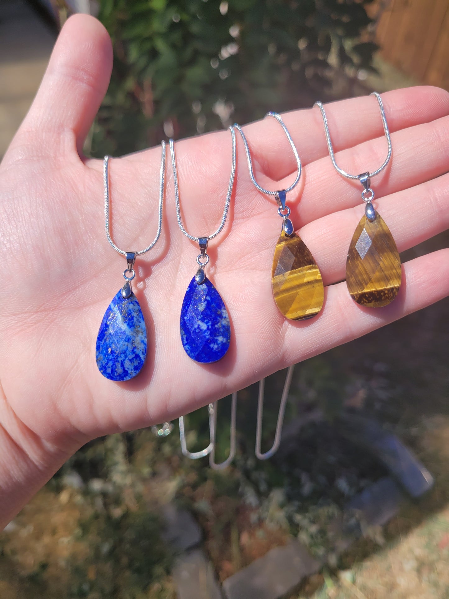 Faceted Tiger's Eye Teardrop Necklace