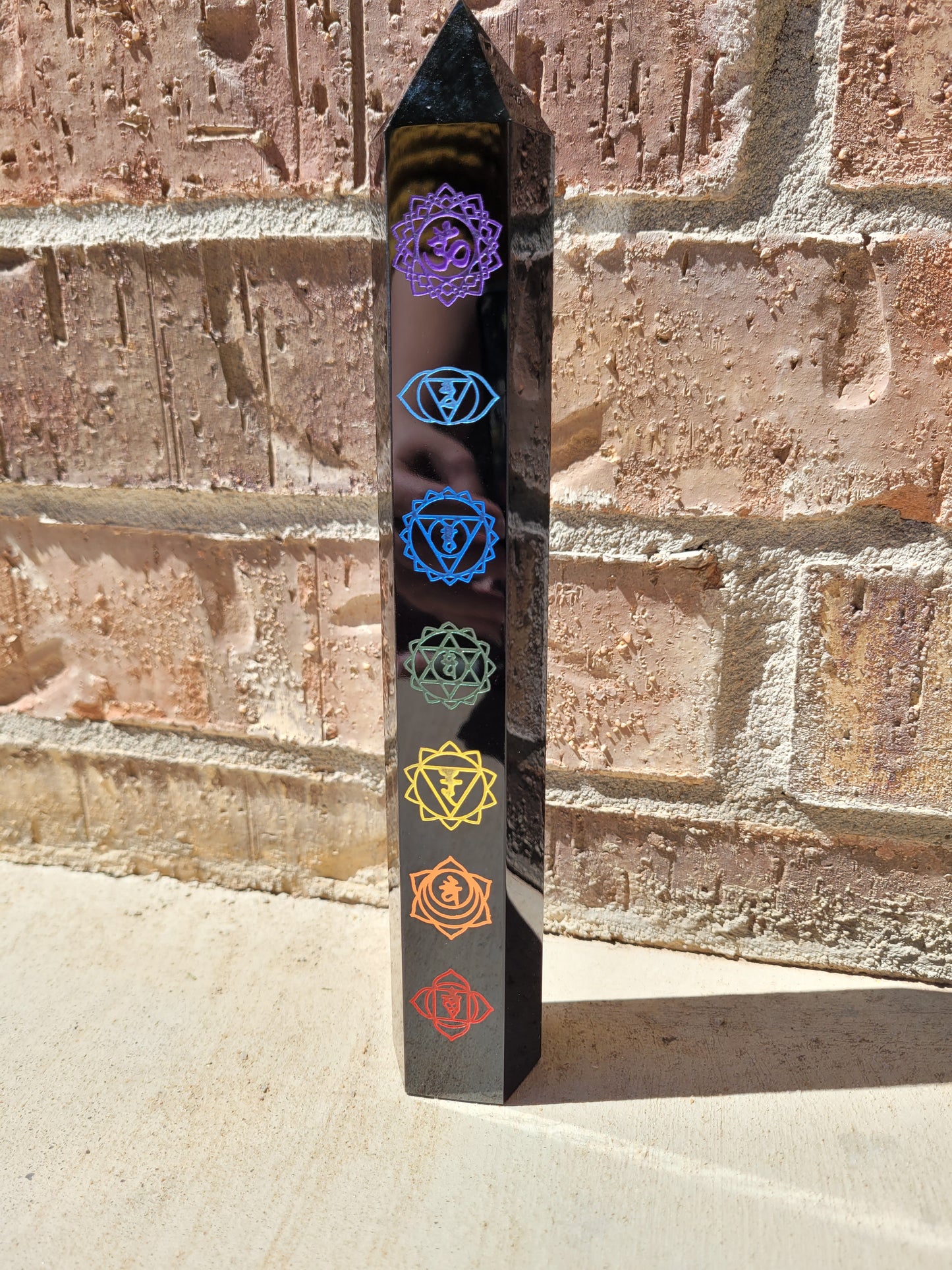 Large Black Obsidian 7 Chakra Tower