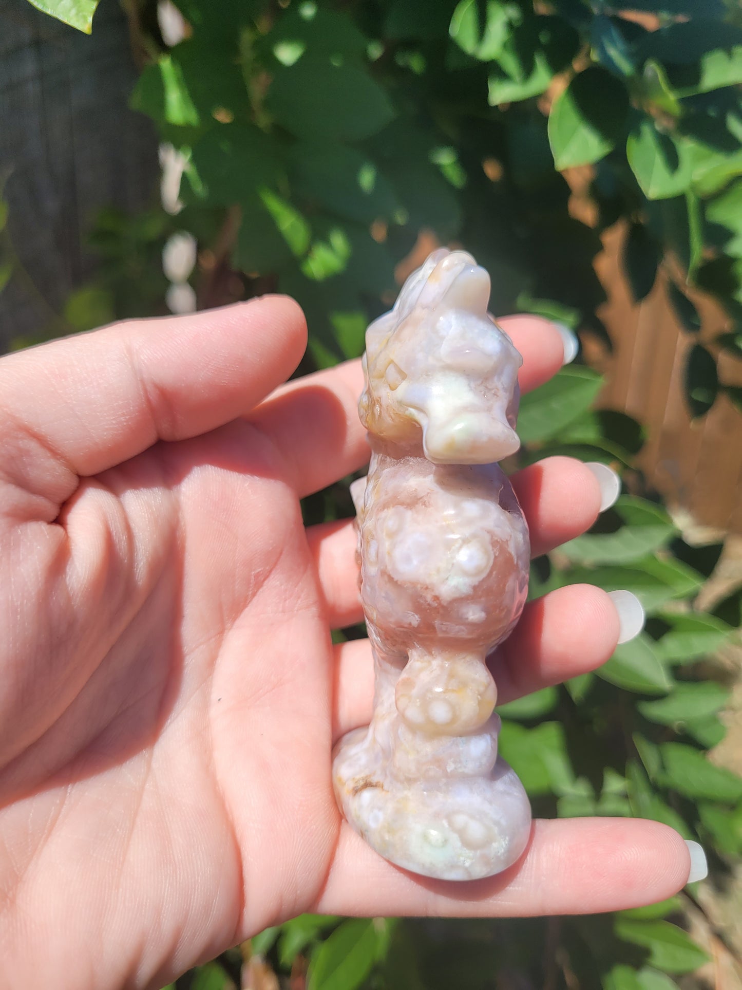 Pink Flower Agate Seahorse