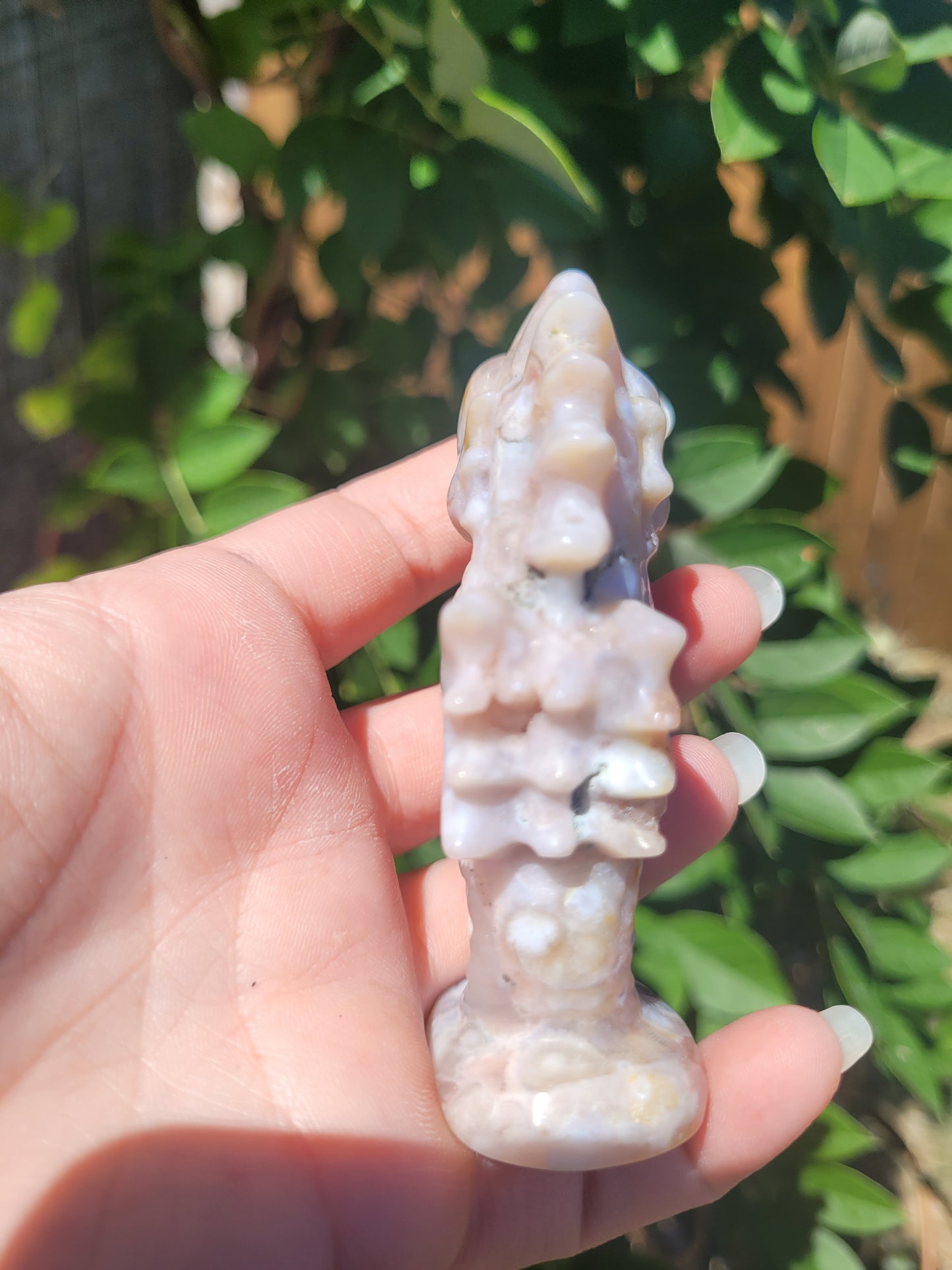 Pink Flower Agate Seahorse