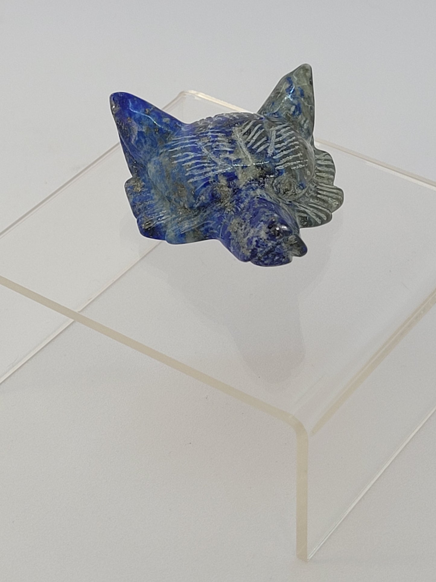 Lapis Lazuli Wolf Head carving