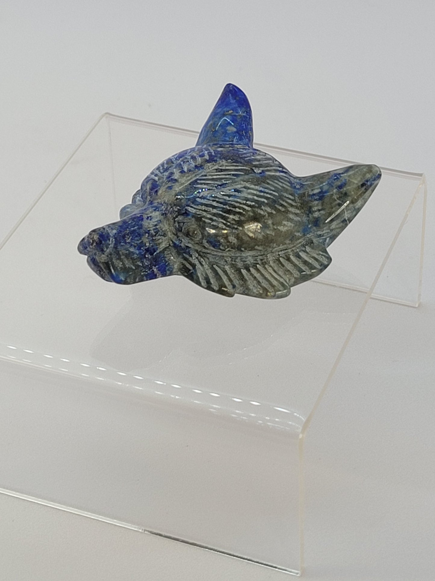 Lapis Lazuli Wolf Head carving