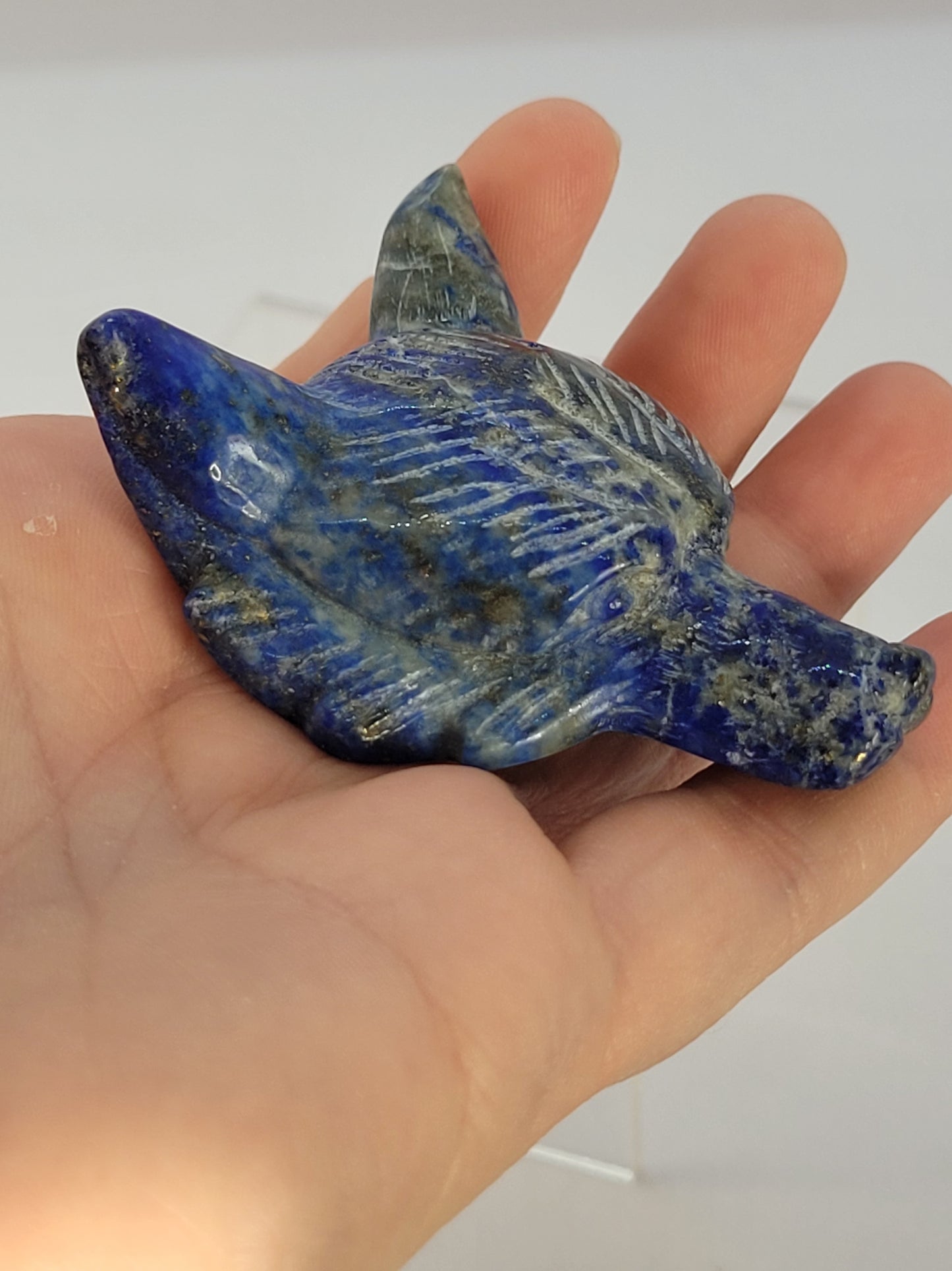 Lapis Lazuli Wolf Head carving