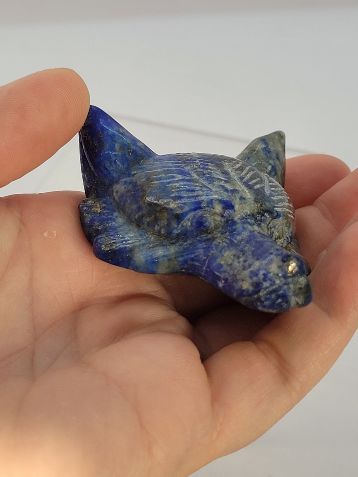 Lapis Lazuli Wolf Head carving