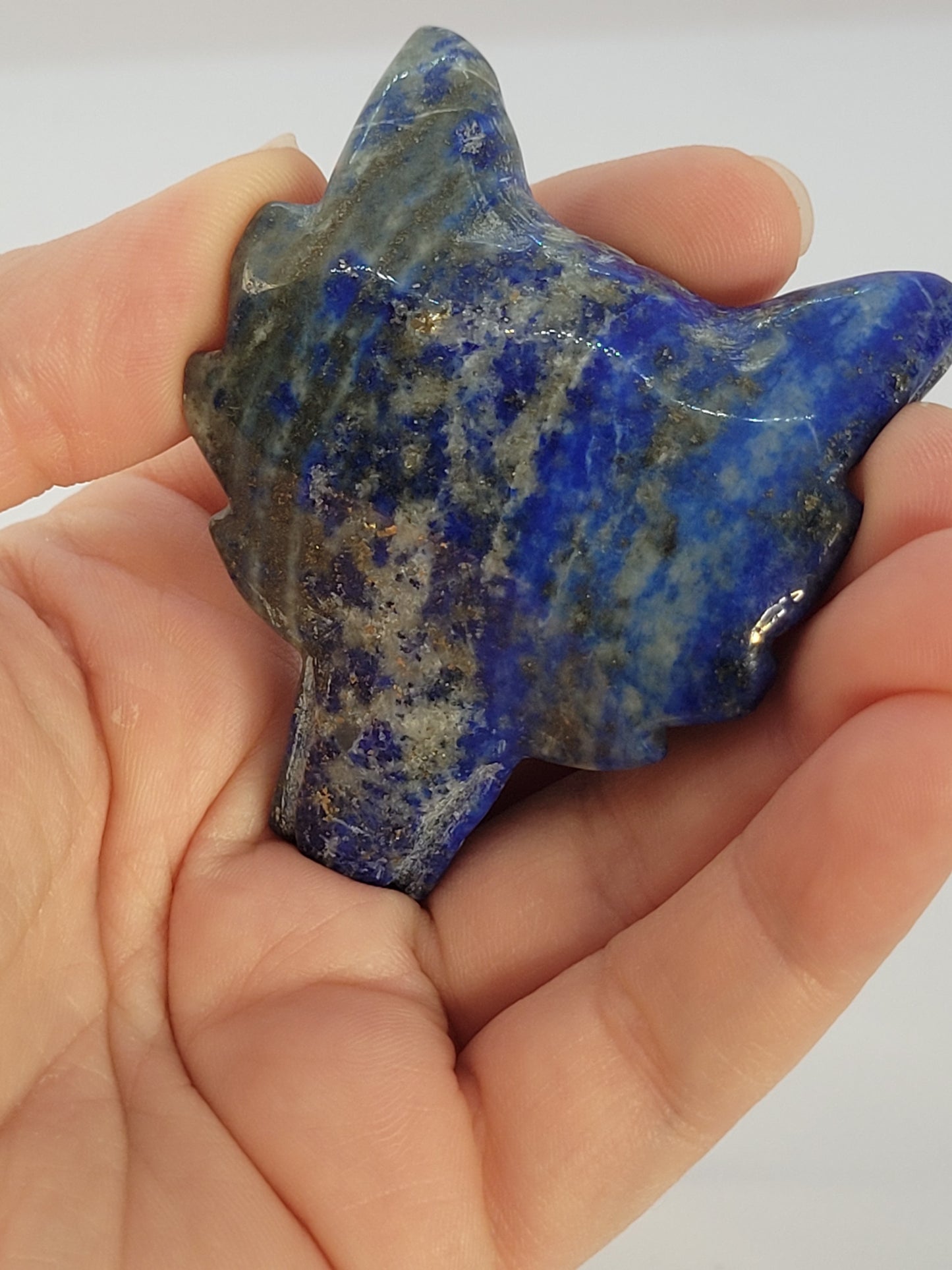 Lapis Lazuli Wolf Head carving