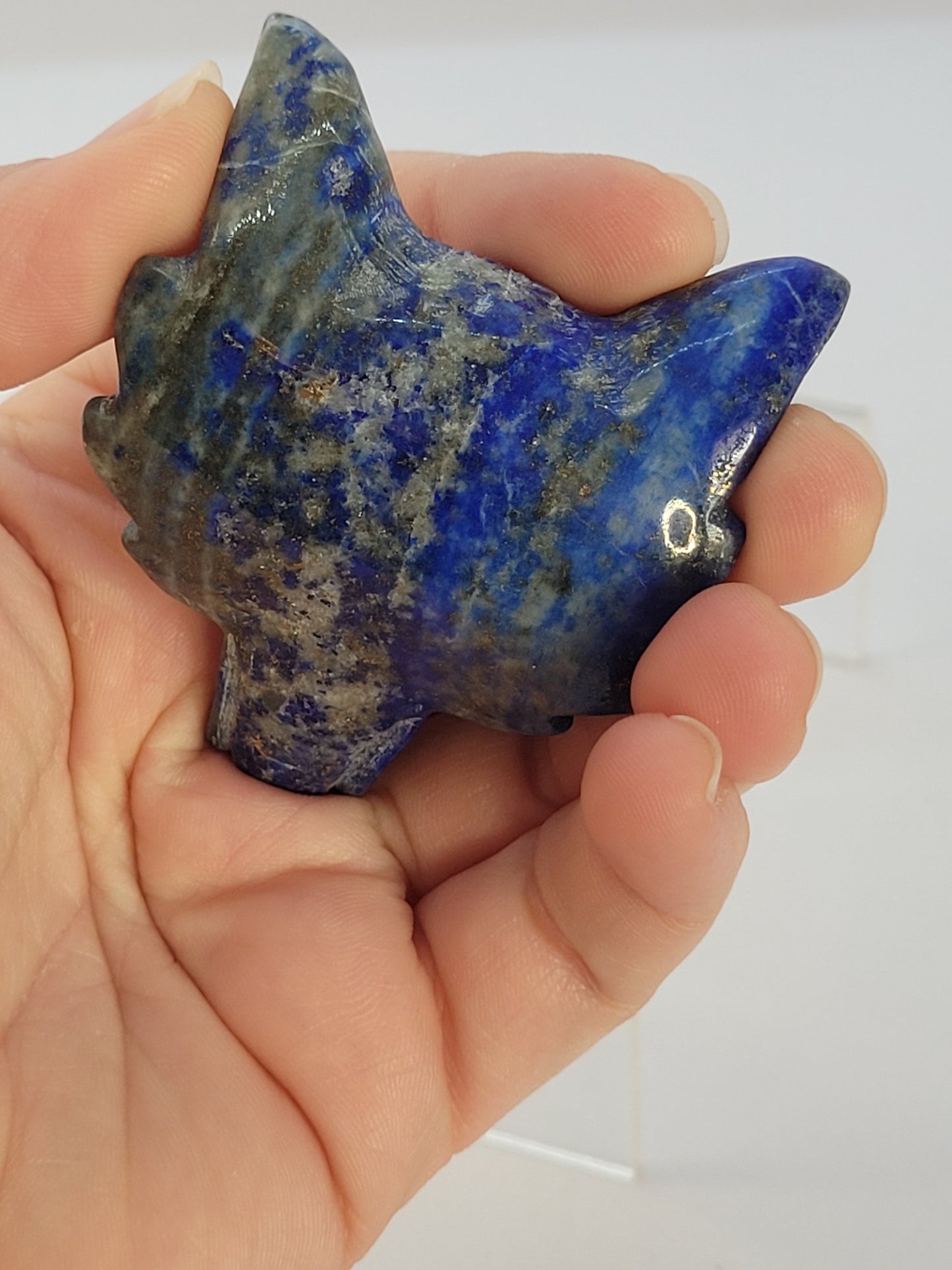 Lapis Lazuli Wolf Head carving