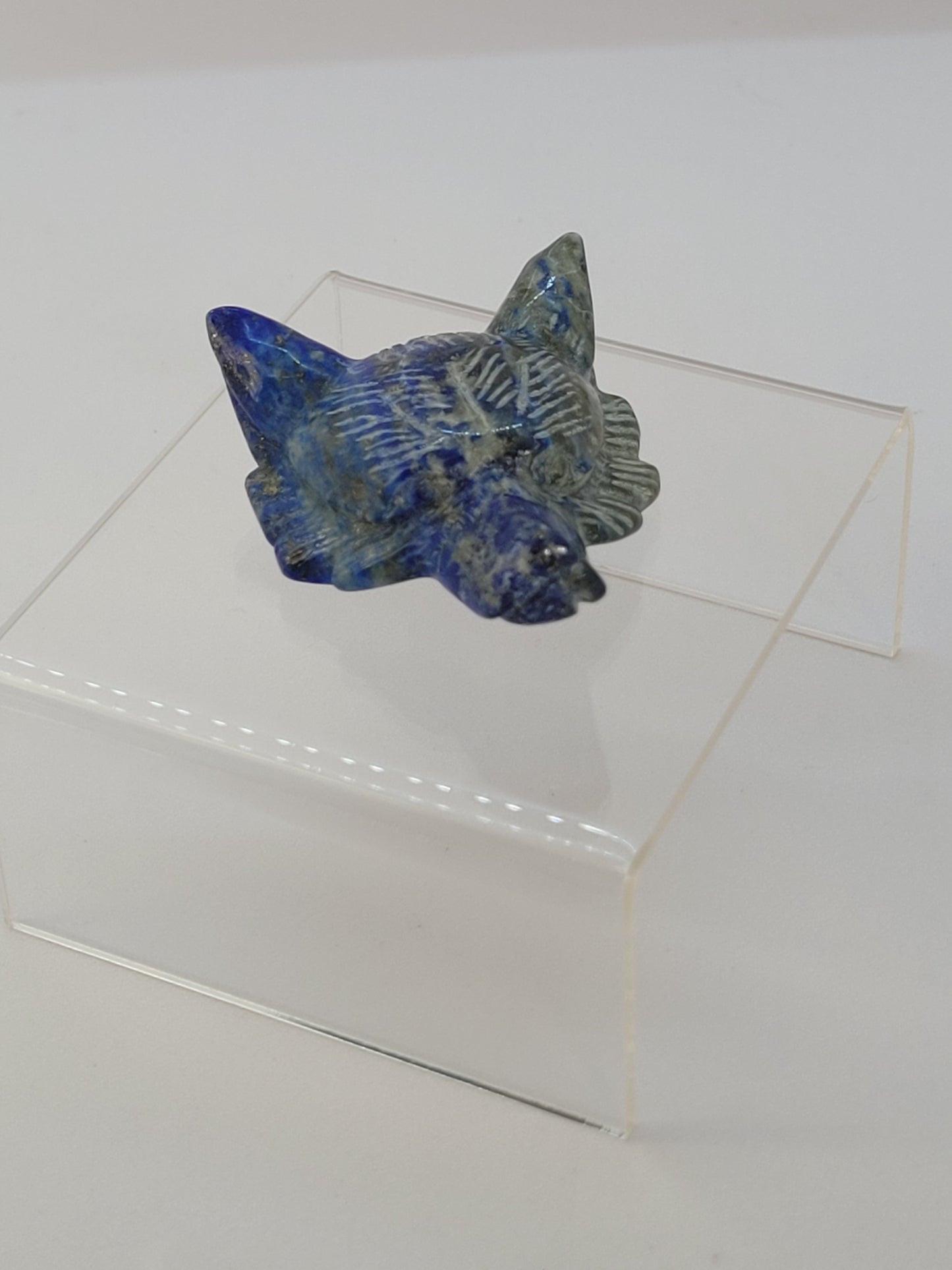 Lapis Lazuli Wolf Head carving