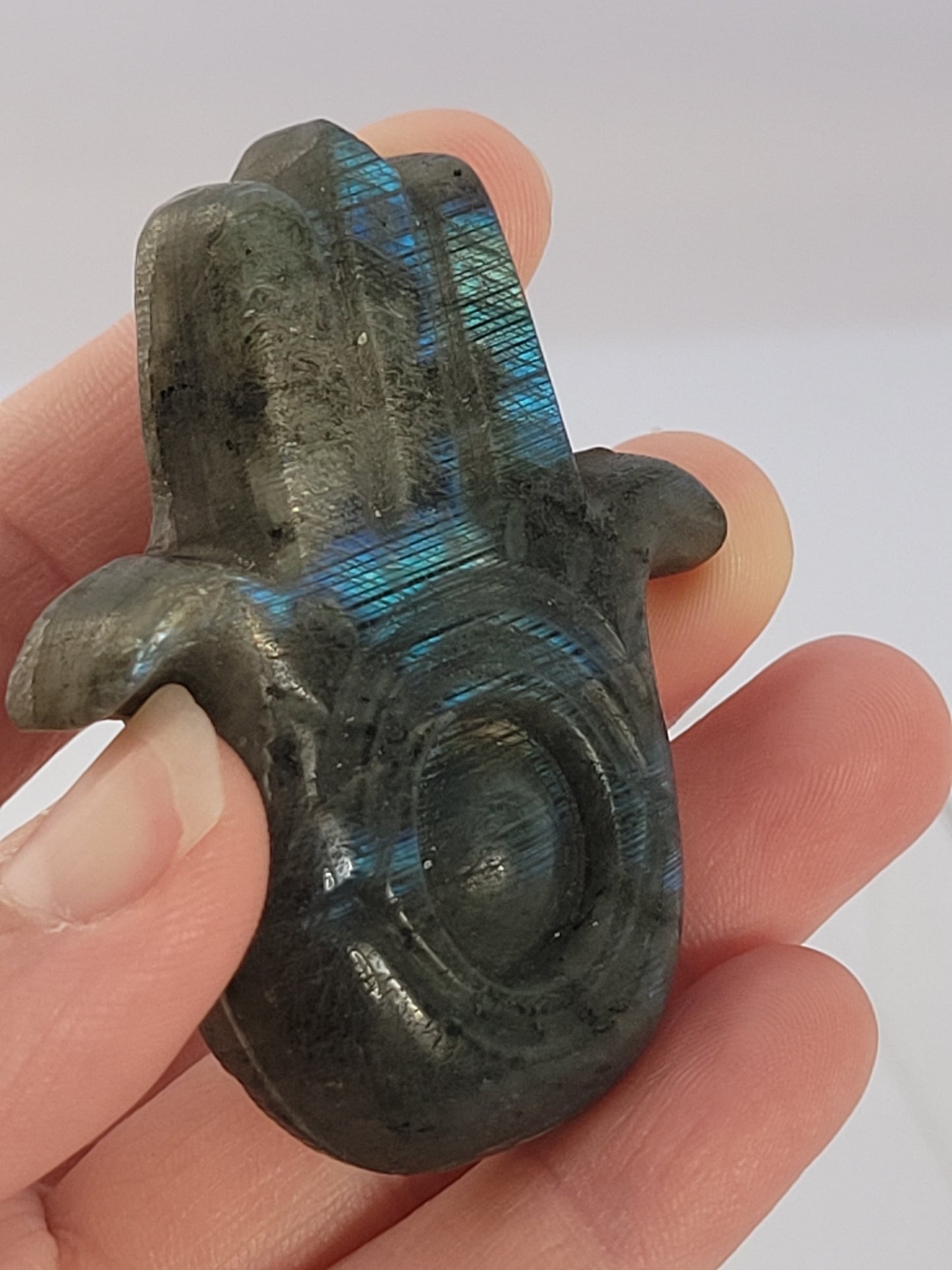 Labradorite Hamsa Hand carving