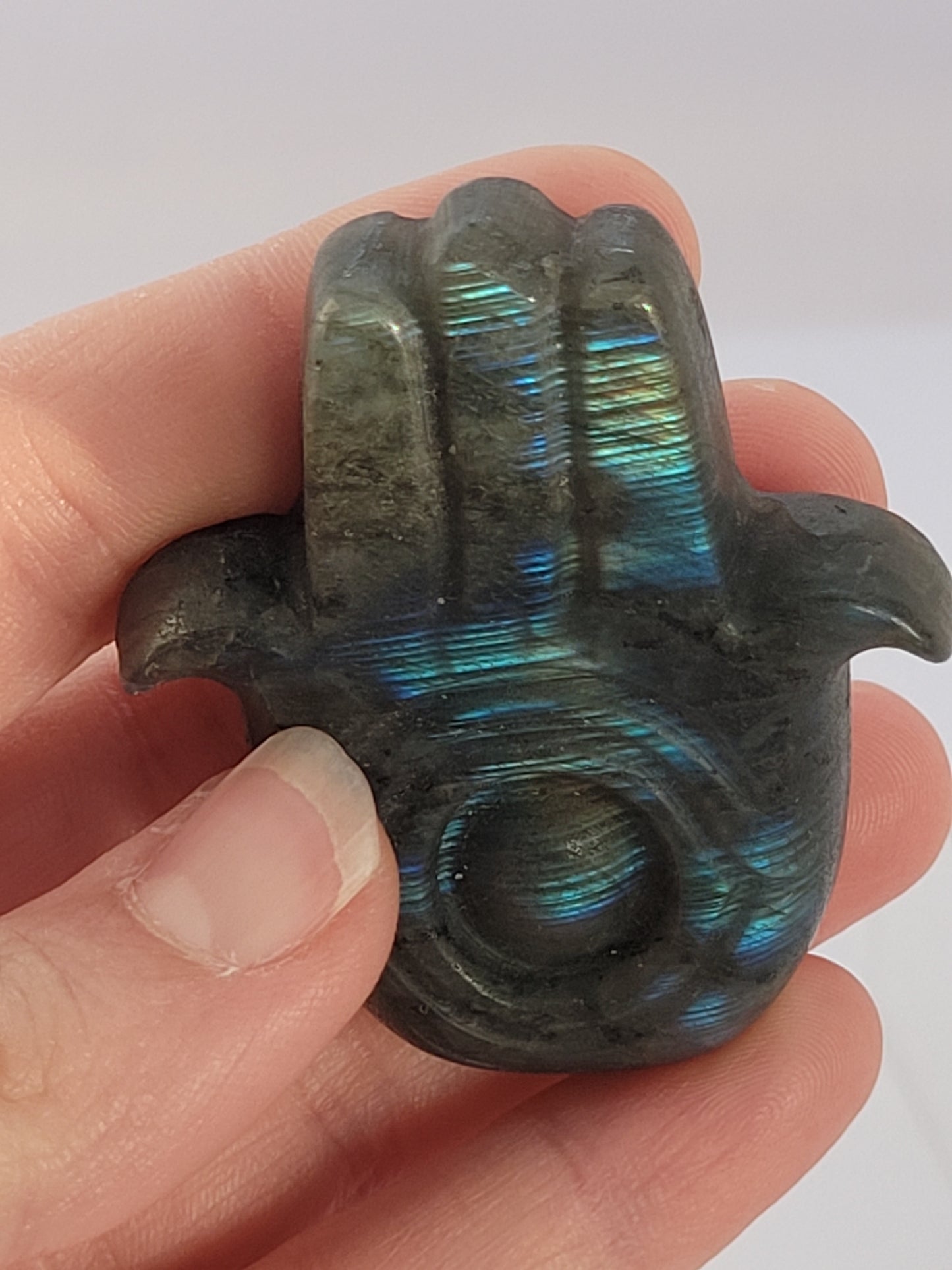 Labradorite Hamsa Hand carving