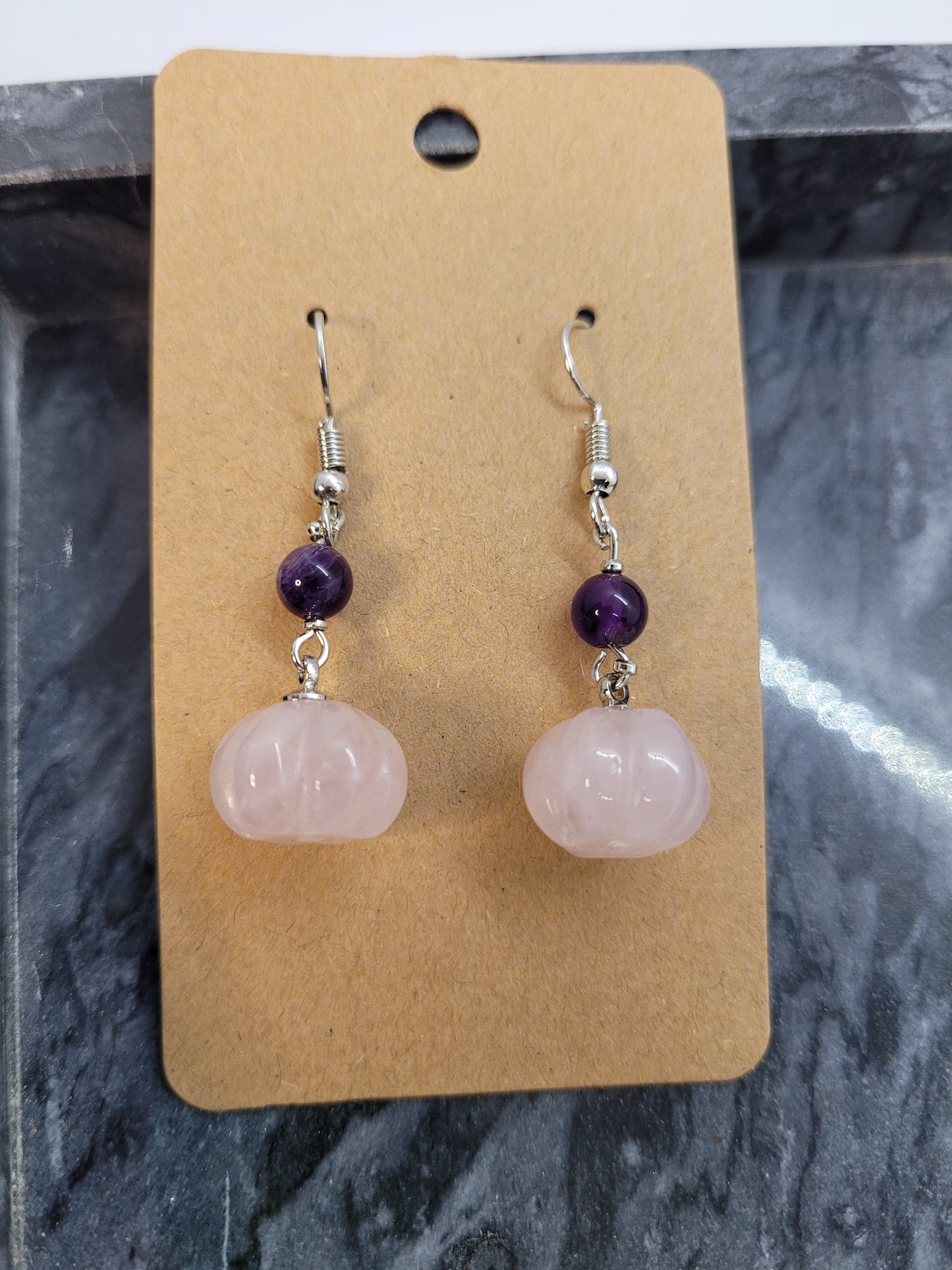 Crystal Pumpkin Earrings - silver