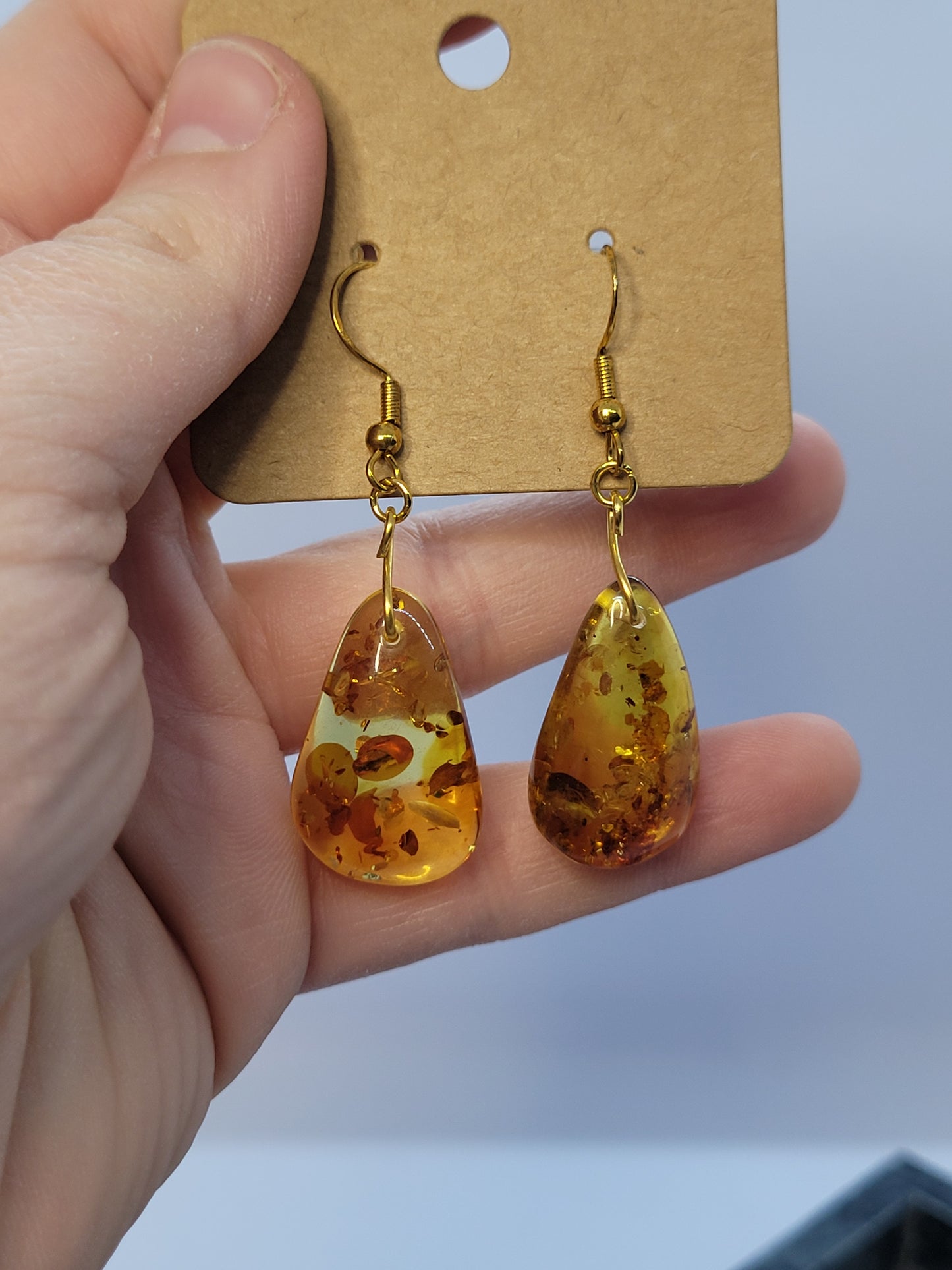 Amber earrings - Gold