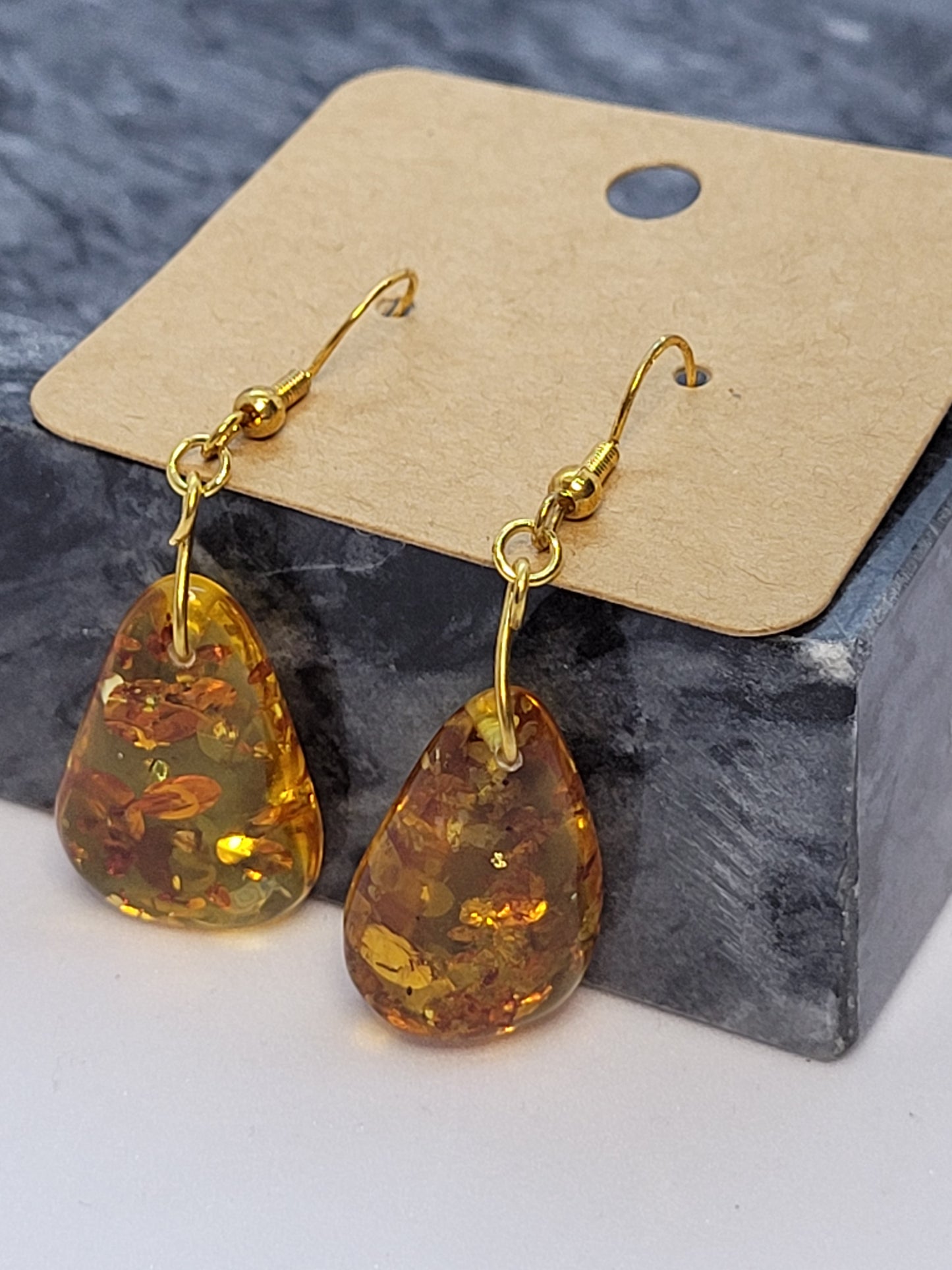 Amber earrings - Gold