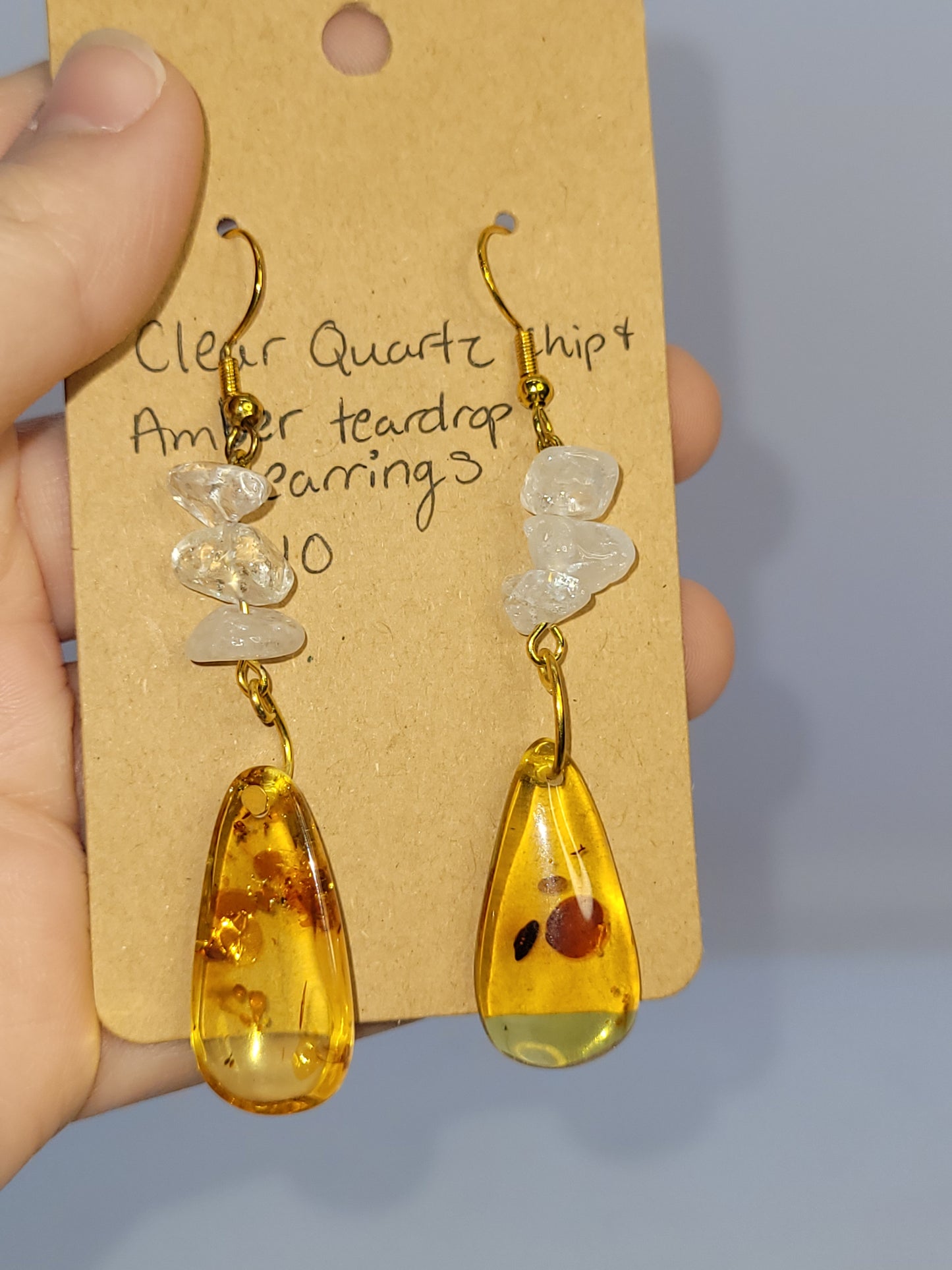 Amber/Clear Quartz Jewelry Set