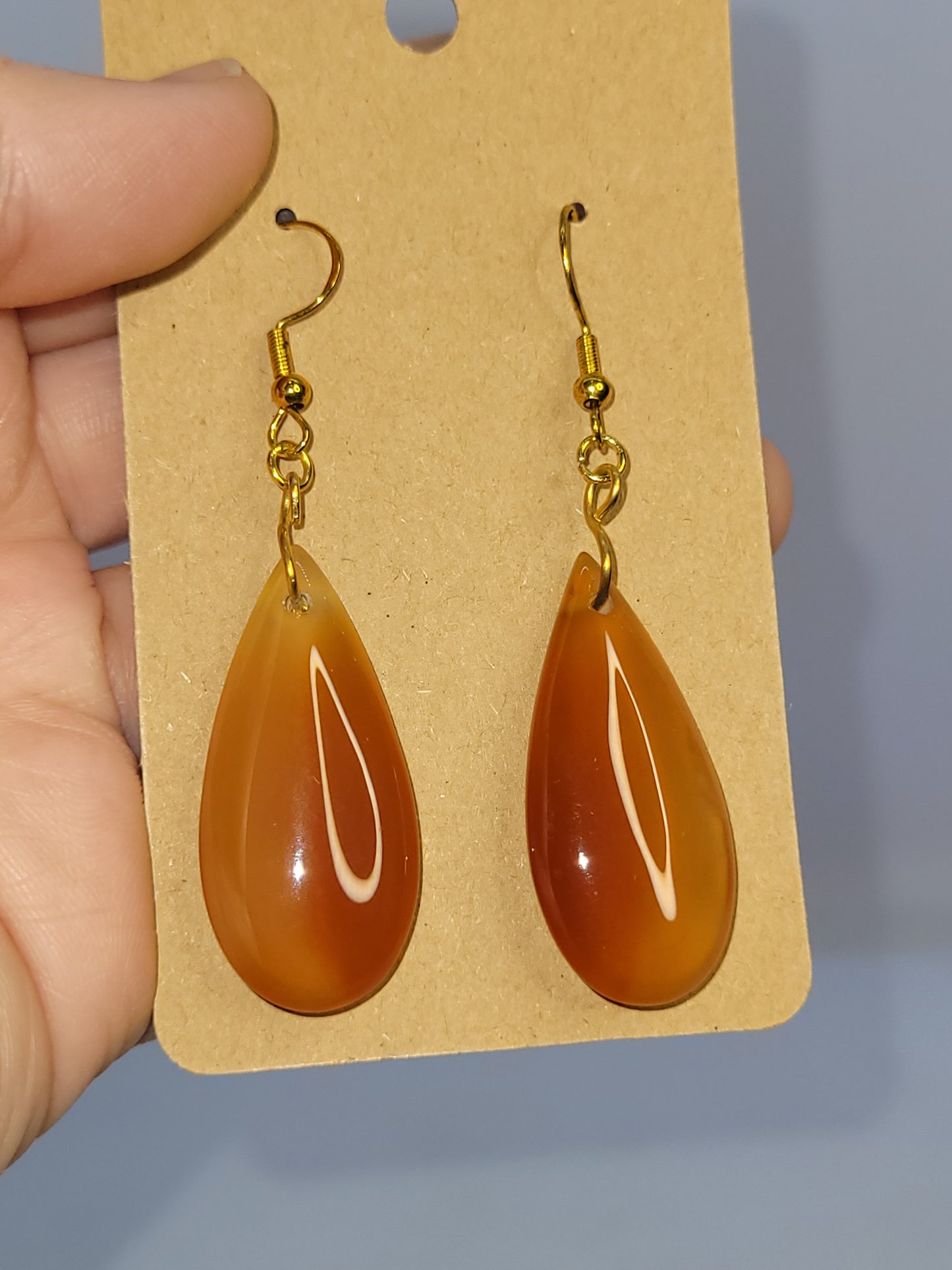 Carnelian Earrings/Necklace Set - Gold - Handmade