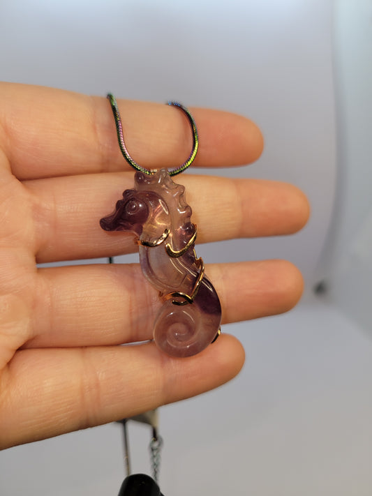 Fluorite Seahorse Necklace - Handmade
