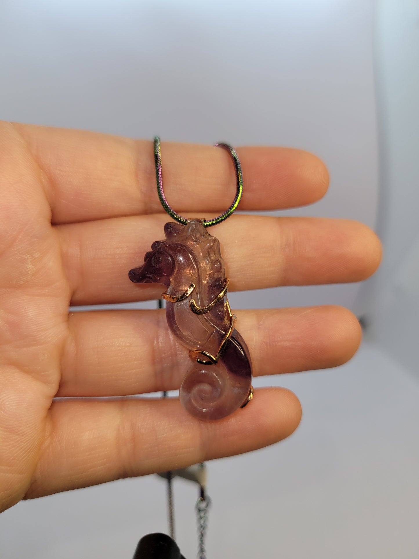 Fluorite Seahorse Necklace - Handmade