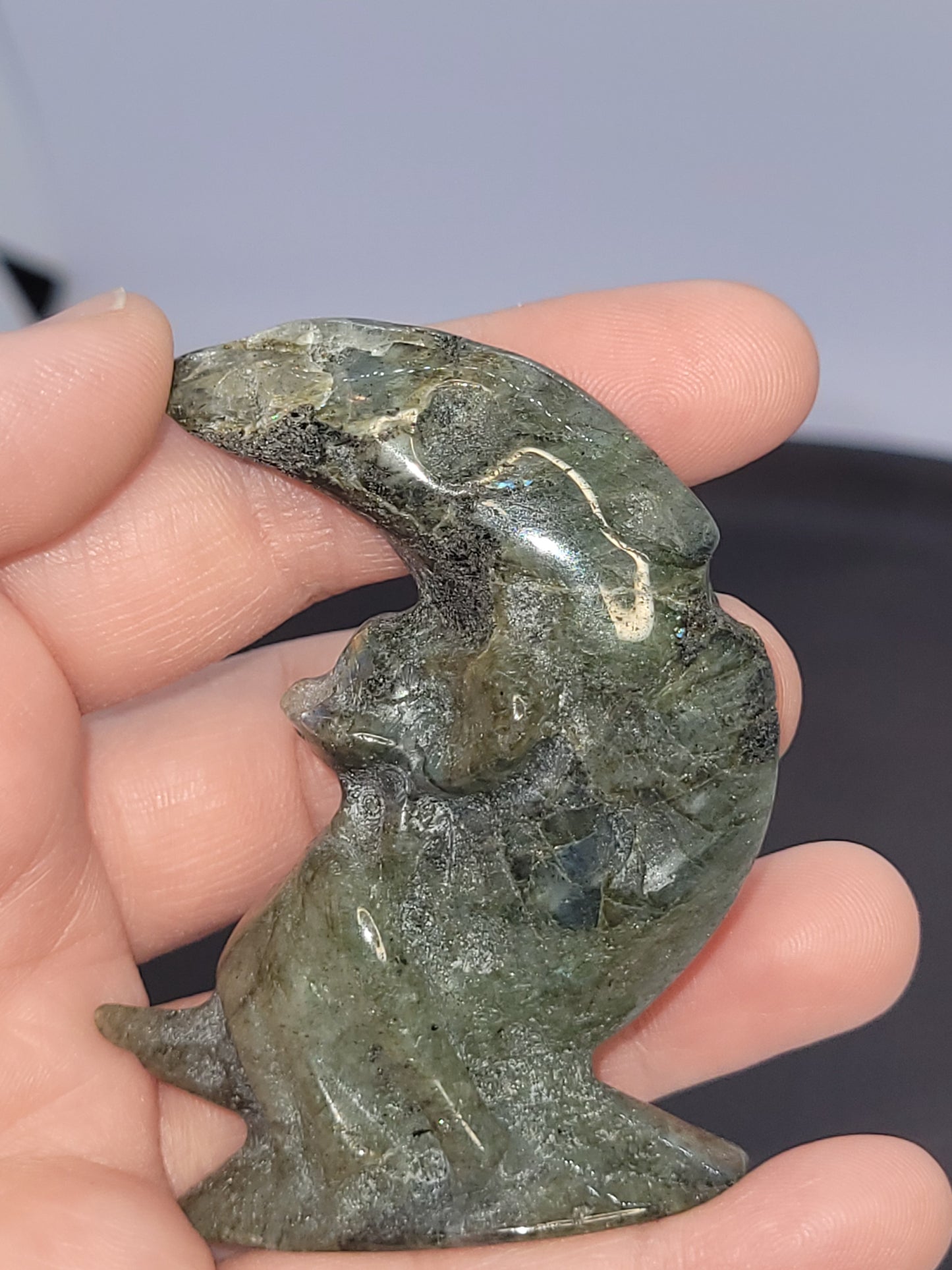 Labradorite Sleepy Jerry Mouse on a Cheese Moon