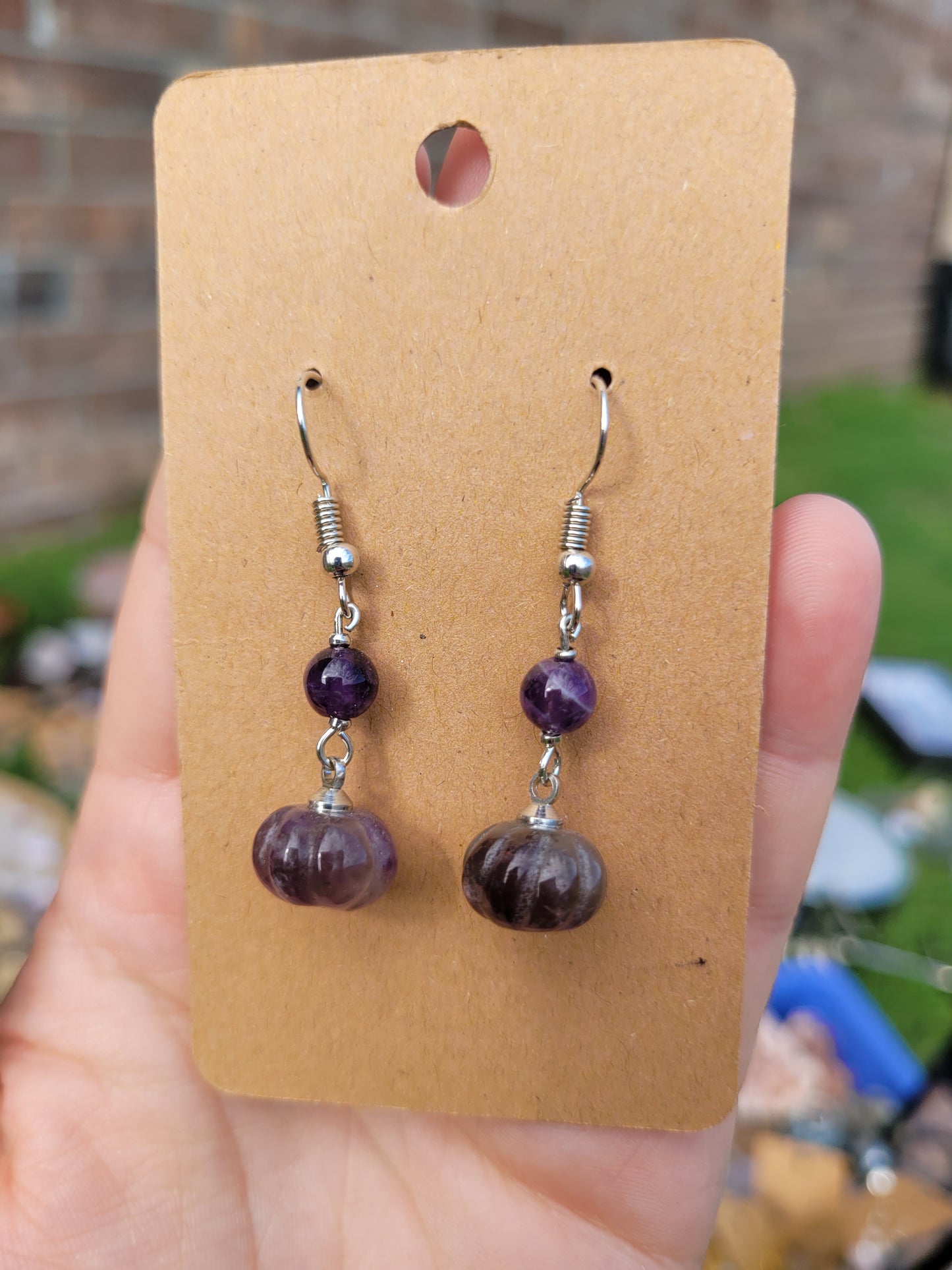 Amethyst/Obsidian Bracelet , Amethyst Earrings set